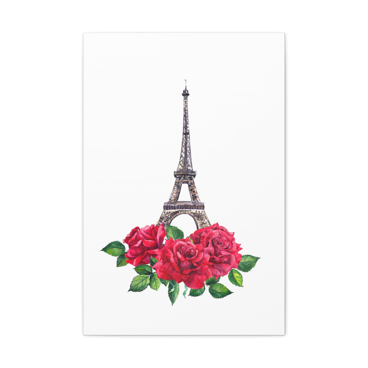 Eiffel Tower Red Rose Paris Illustration France Canvas Artwork High-Quality Breathtaking French City for Home Decor Ready to Hang-Express Your Love Gifts