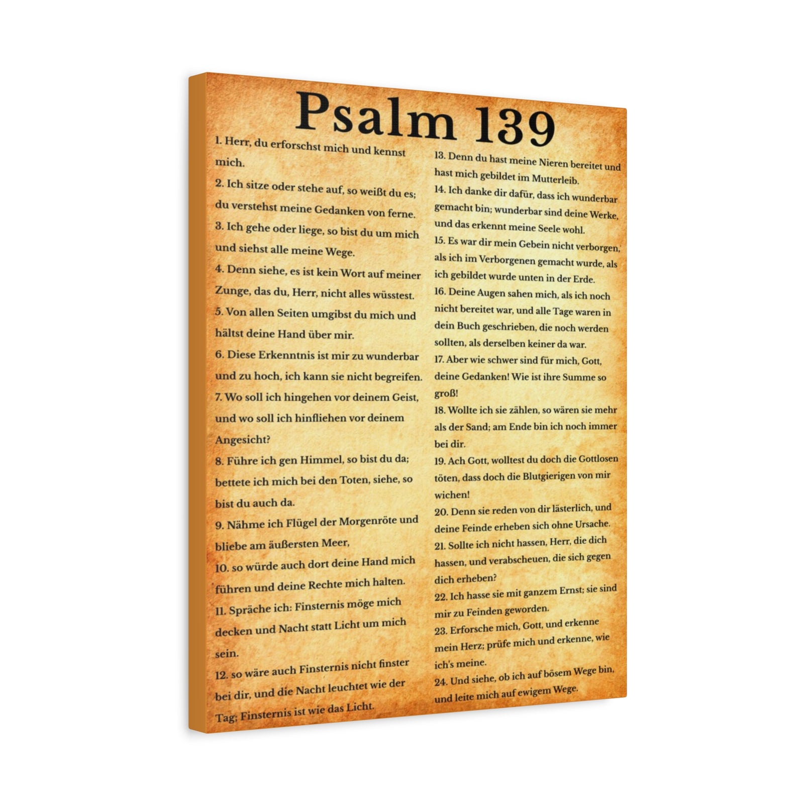 Scripture Walls Psalm 139 German Gold Bible Verse Canvas Christian Wall Art Ready to Hang Unframed-Express Your Love Gifts