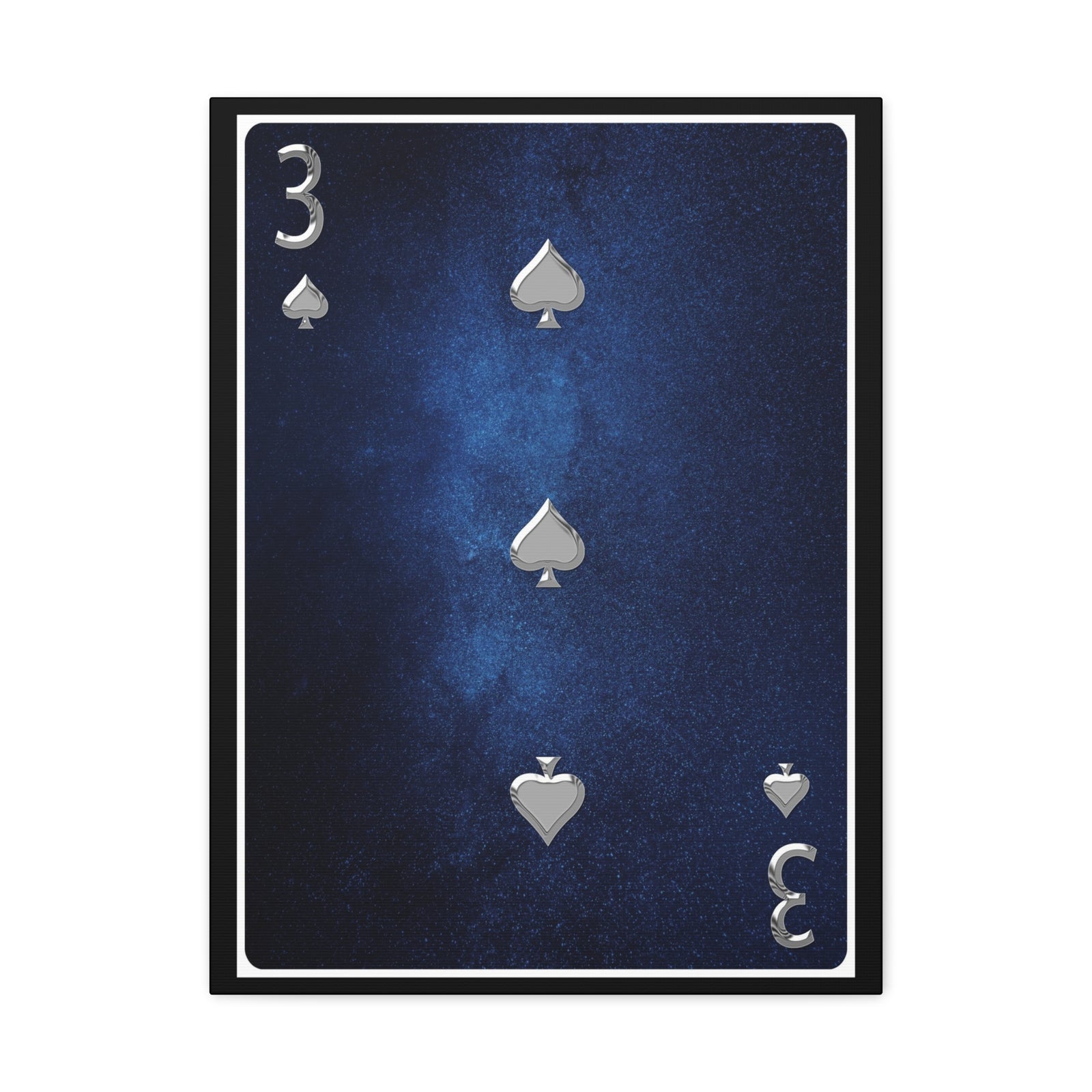 Three Of Spades Space Background Playing Card Canvas Wall Art for Home Decor Ready-to-Hang-Express Your Love Gifts