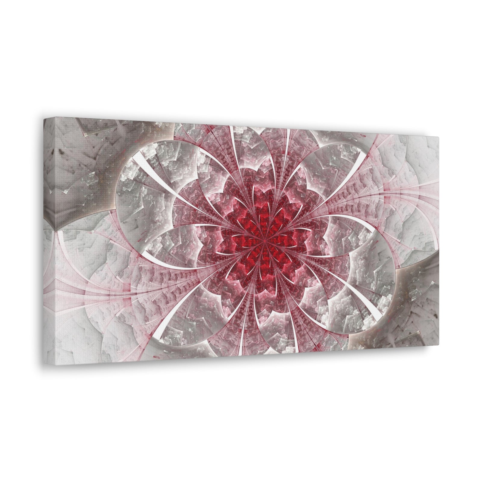 Fractal Flower In Red Stained Glass Canvas Wall Art for Home Decor Ready-to-Hang-Express Your Love Gifts