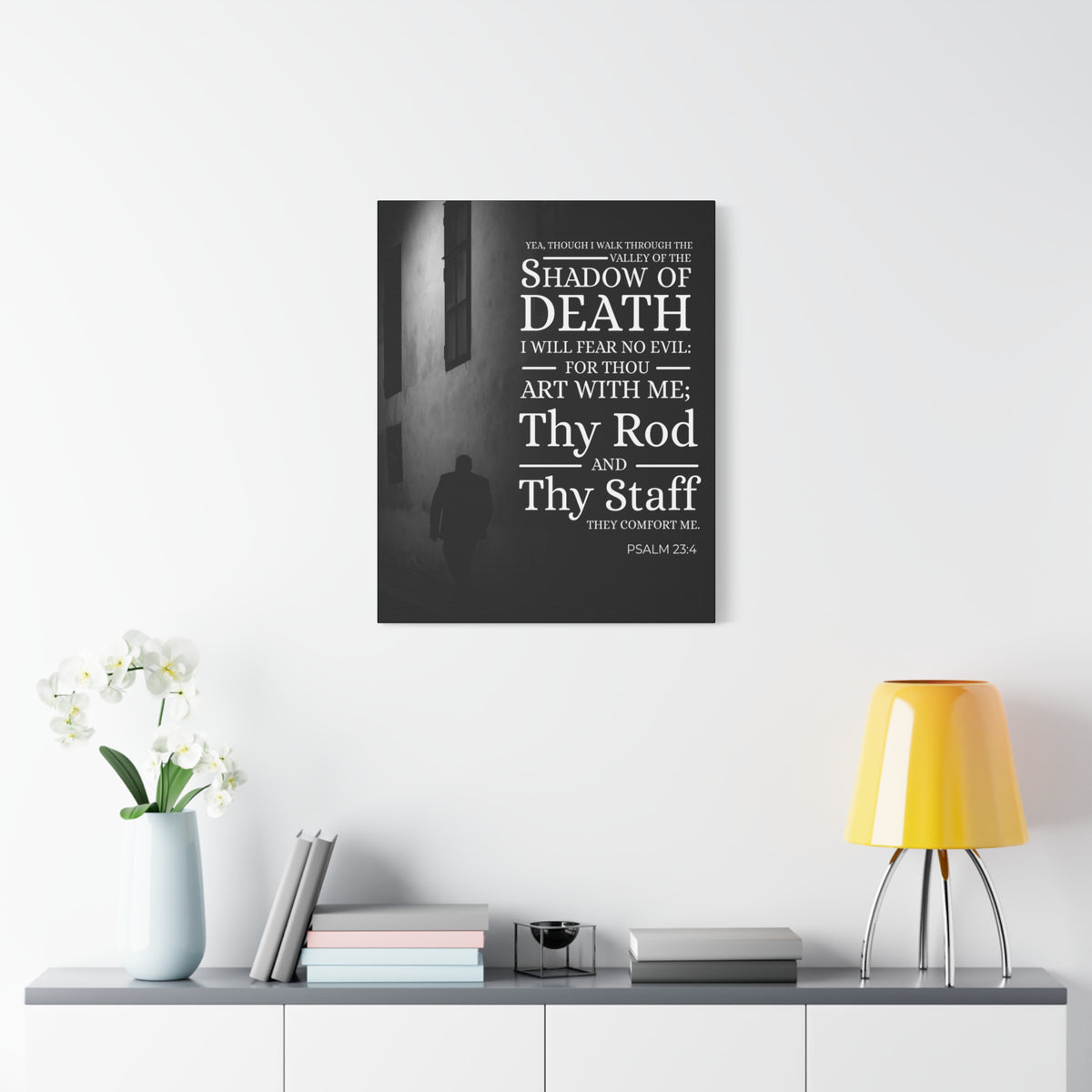 Scripture Canvas Shadow of Death Psalm 23:4 Christian Wall Art Bible Verse Print Ready to Hang-Express Your Love Gifts