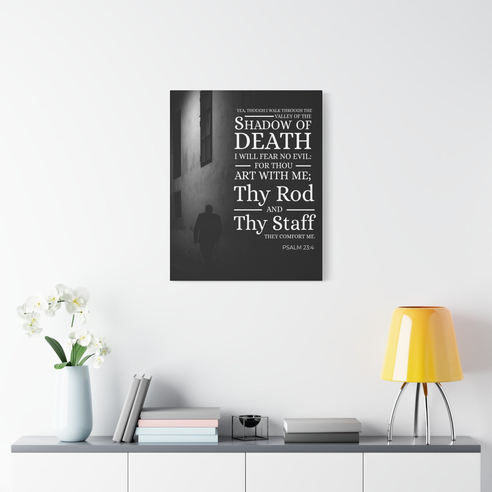 Scripture Canvas Shadow of Death Psalm 23:4 Christian Wall Art Bible Verse Print Ready to Hang-Express Your Love Gifts