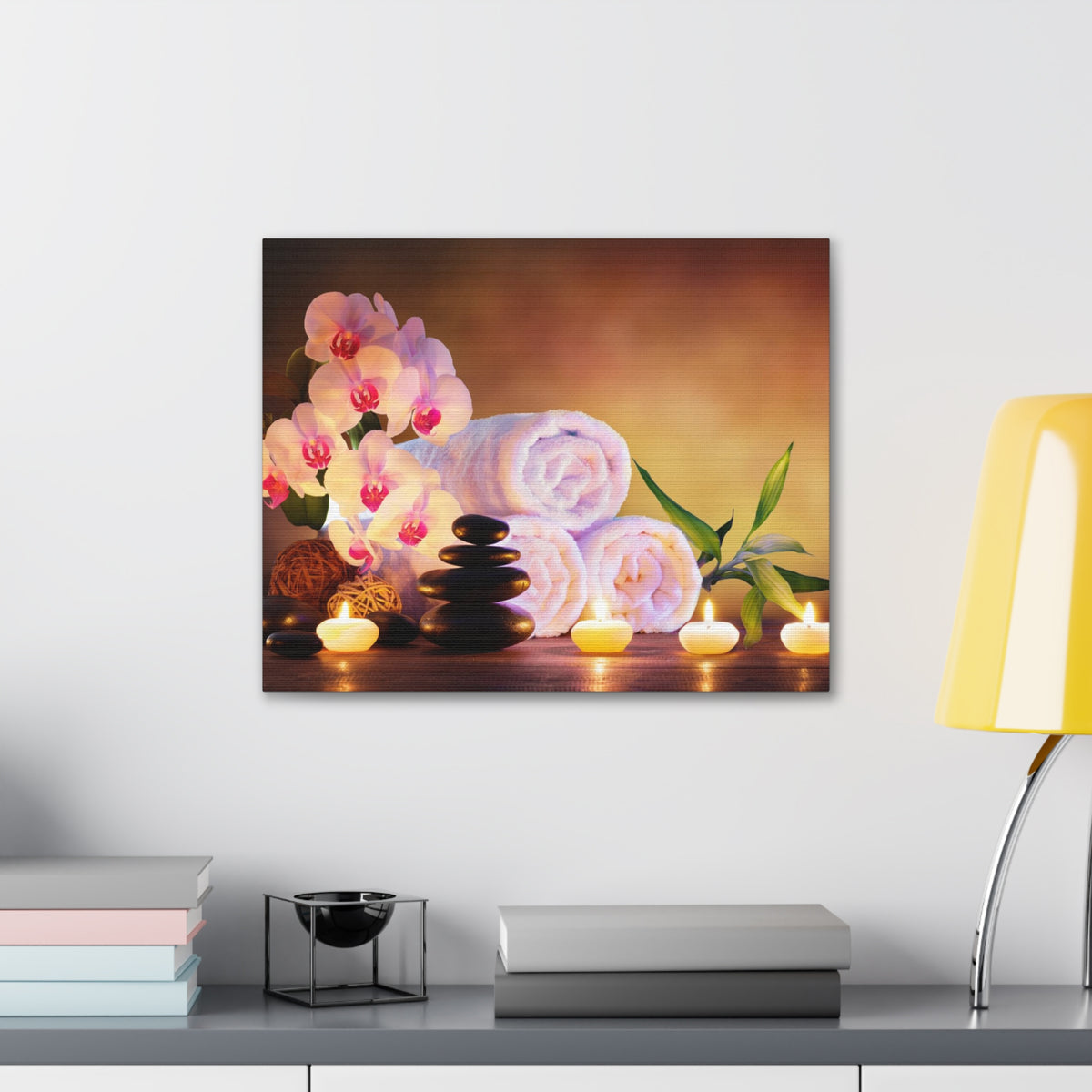 Massage Stones with Towels Forest Floral Nature Photography Canvas Wall Art for Home Decor Ready-to-Hang-Express Your Love Gifts