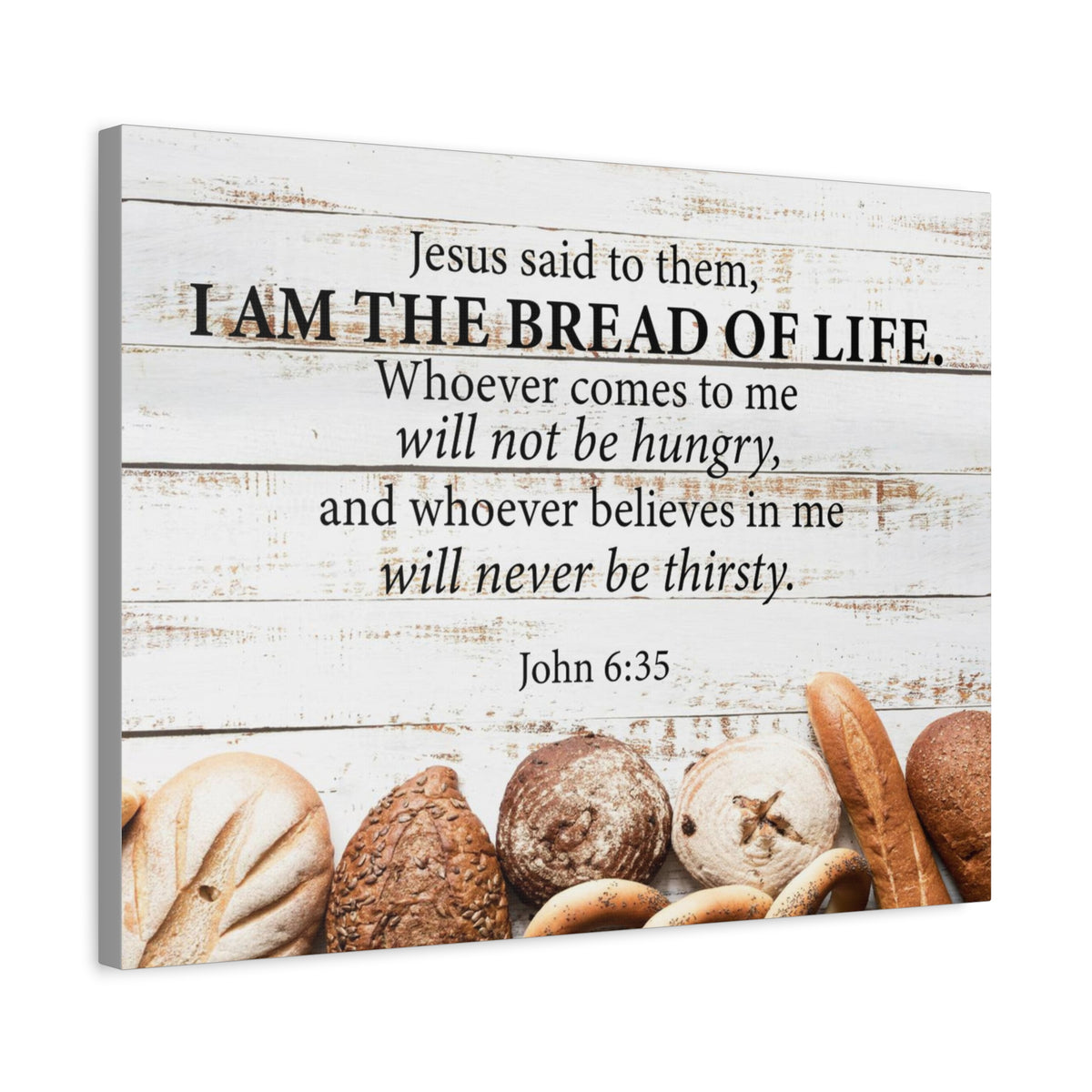 Bible Verse Canvas Bread of Life John 6:35 Scripture Wall Art Christian Home Decor-Express Your Love Gifts