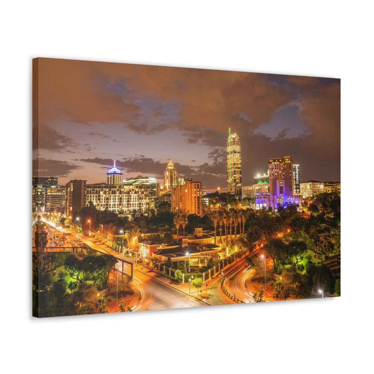 Johannesburg Night Skyline Canvas Artwork High-Quality Breathtaking Stunning Cityscape for Home Decor Ready to Hang-Express Your Love Gifts