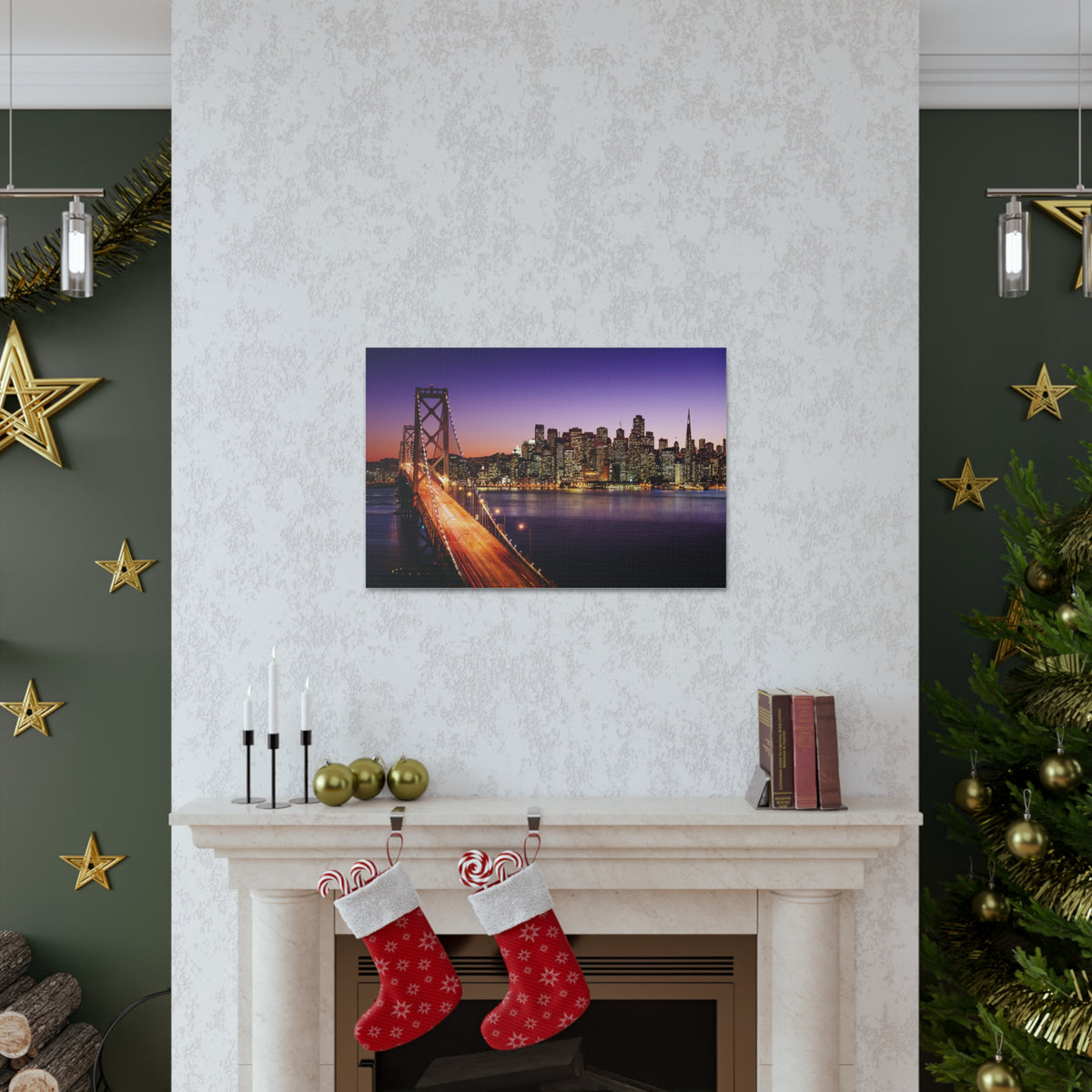 San Francisco Night Skyline Canvas Artwork High-Quality Breathtaking Stunning Cityscape for Home Decor Ready to Hang-Express Your Love Gifts