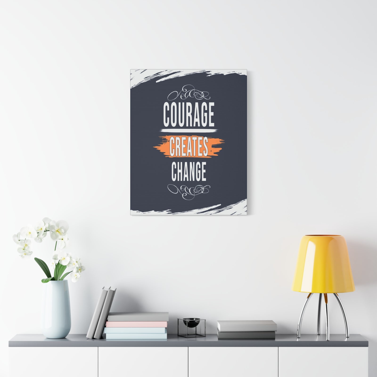 Courage Creates Change Inspirational Motivational Quote Canvas Wall Art for Home Decor Ready-to-Hang-Express Your Love Gifts