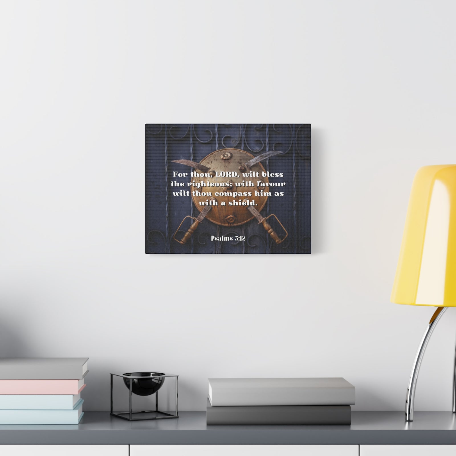 Scripture Canvas Bless The Righteous Psalm 5:12 Christian Wall Art Bible Verse Print Ready to Hang-Express Your Love Gifts