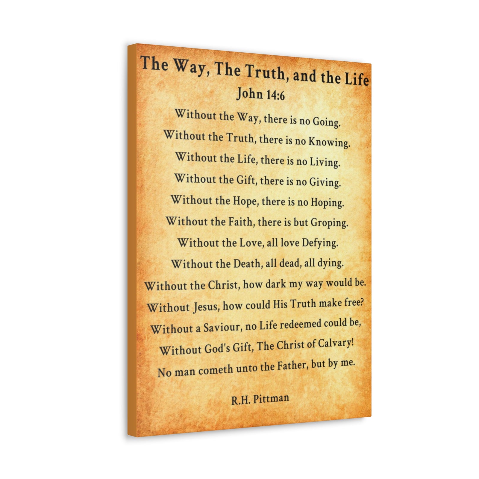Scripture Walls Way Truth Life John 14:6 Gold Bible Verse Canvas Christian Wall Art Ready to Hang Unframed-Express Your Love Gifts