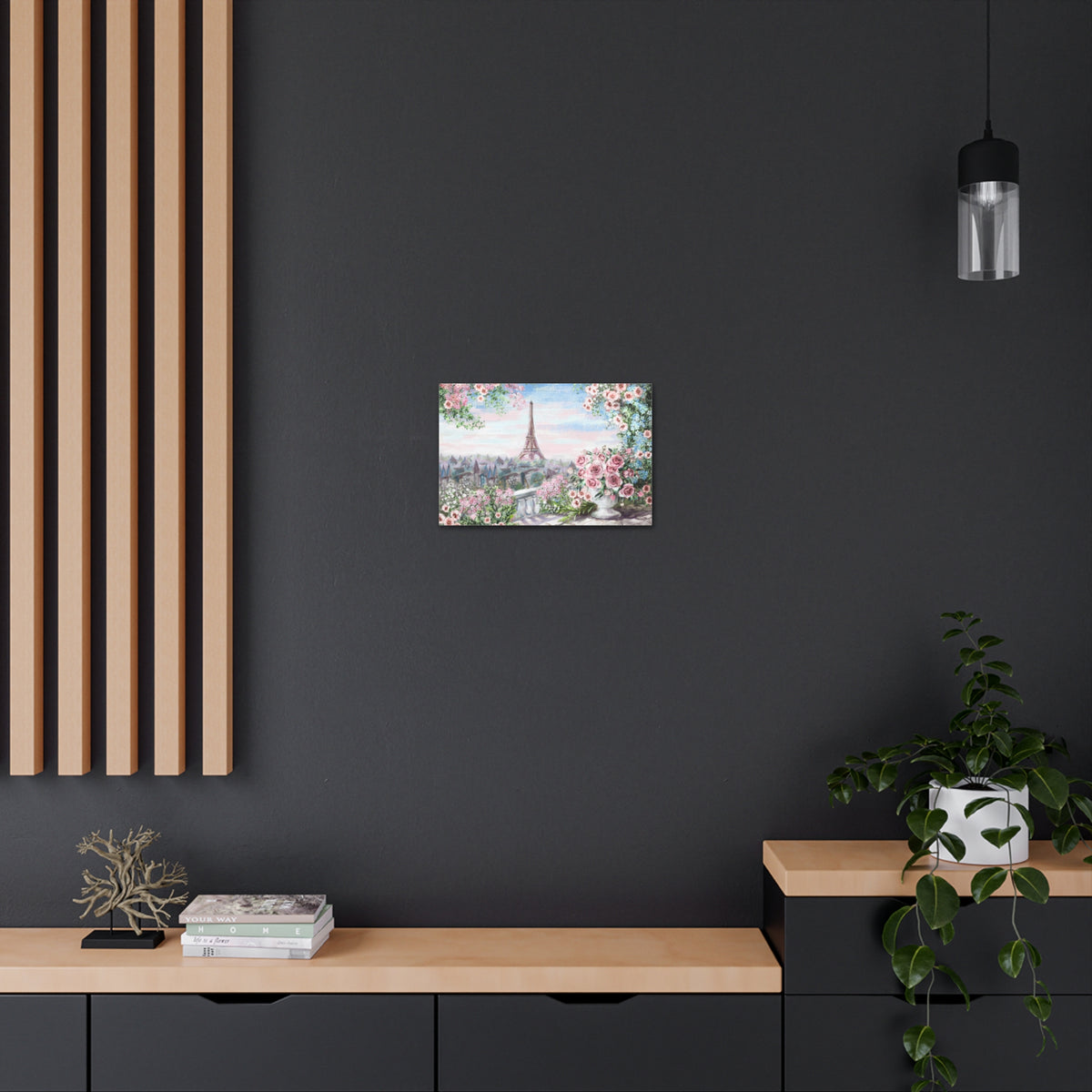Paris Roses Pink Eiffel Tower France Canvas Artwork High-Quality Breathtaking French City for Home Decor Ready to Hang-Express Your Love Gifts