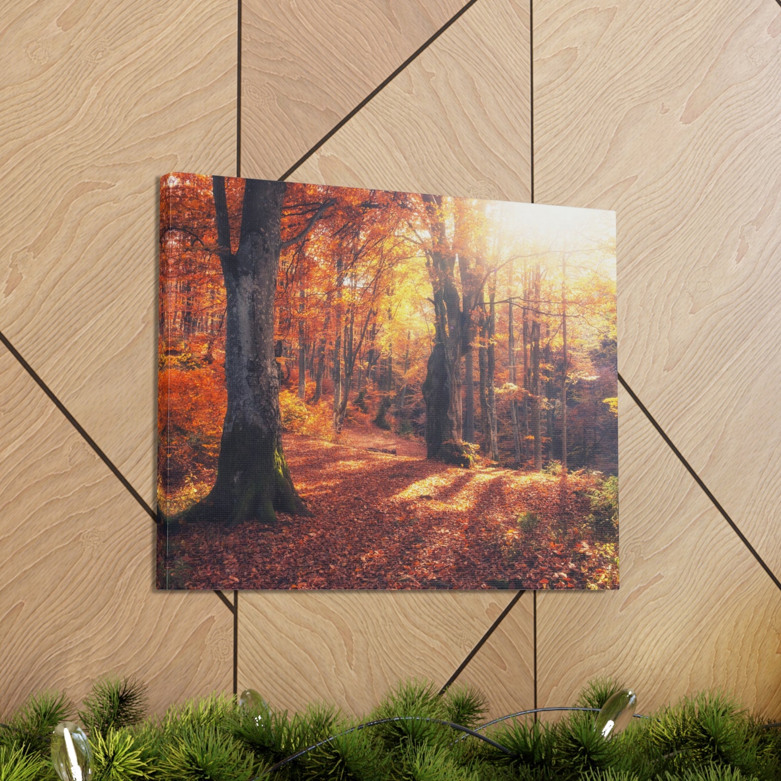 Orange Tree Sunlight Autumn Forest Nature Wilderness Photography Canvas Wall Art for Home Decor Ready-to-Hang-Express Your Love Gifts