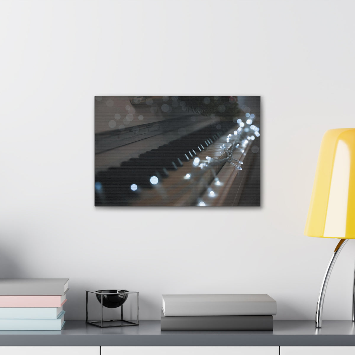 Glowing Fairy Lights on Piano Keys Music Lover's Delight Piano Keyboard Canvas Wall Art for Home Decor Ready-to-Hang-Express Your Love Gifts