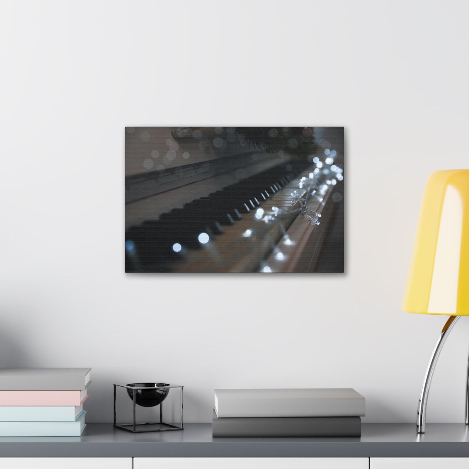 Glowing Fairy Lights on Piano Keys Music Lover's Delight Piano Keyboard Canvas Wall Art for Home Decor Ready-to-Hang-Express Your Love Gifts