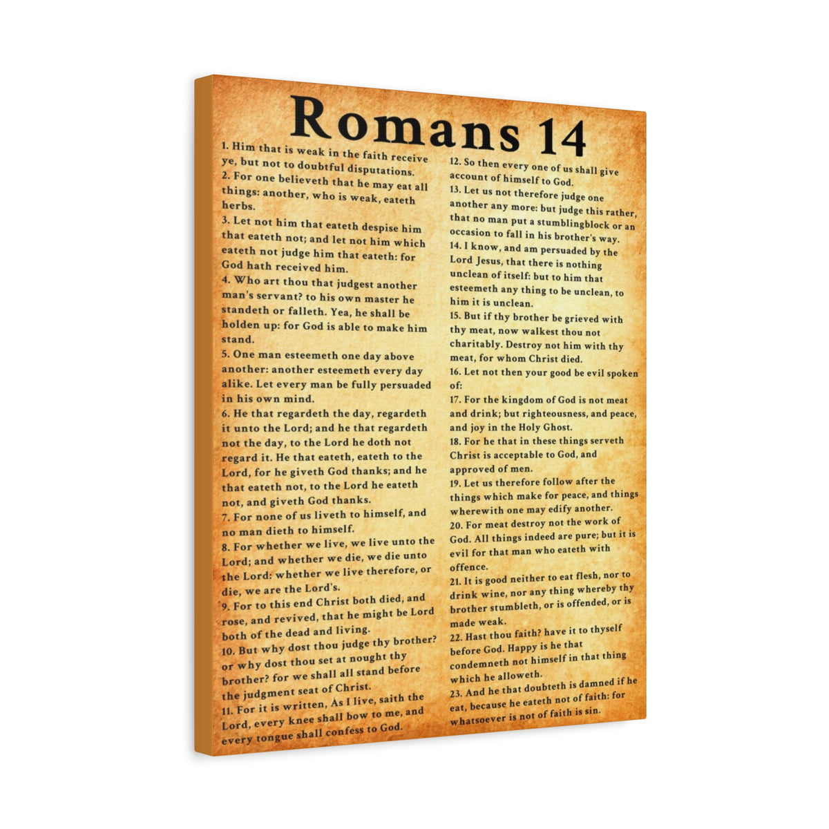 Scripture Walls Romans 14 Gold Bible Verse Canvas Christian Wall Art Ready to Hang Unframed-Express Your Love Gifts