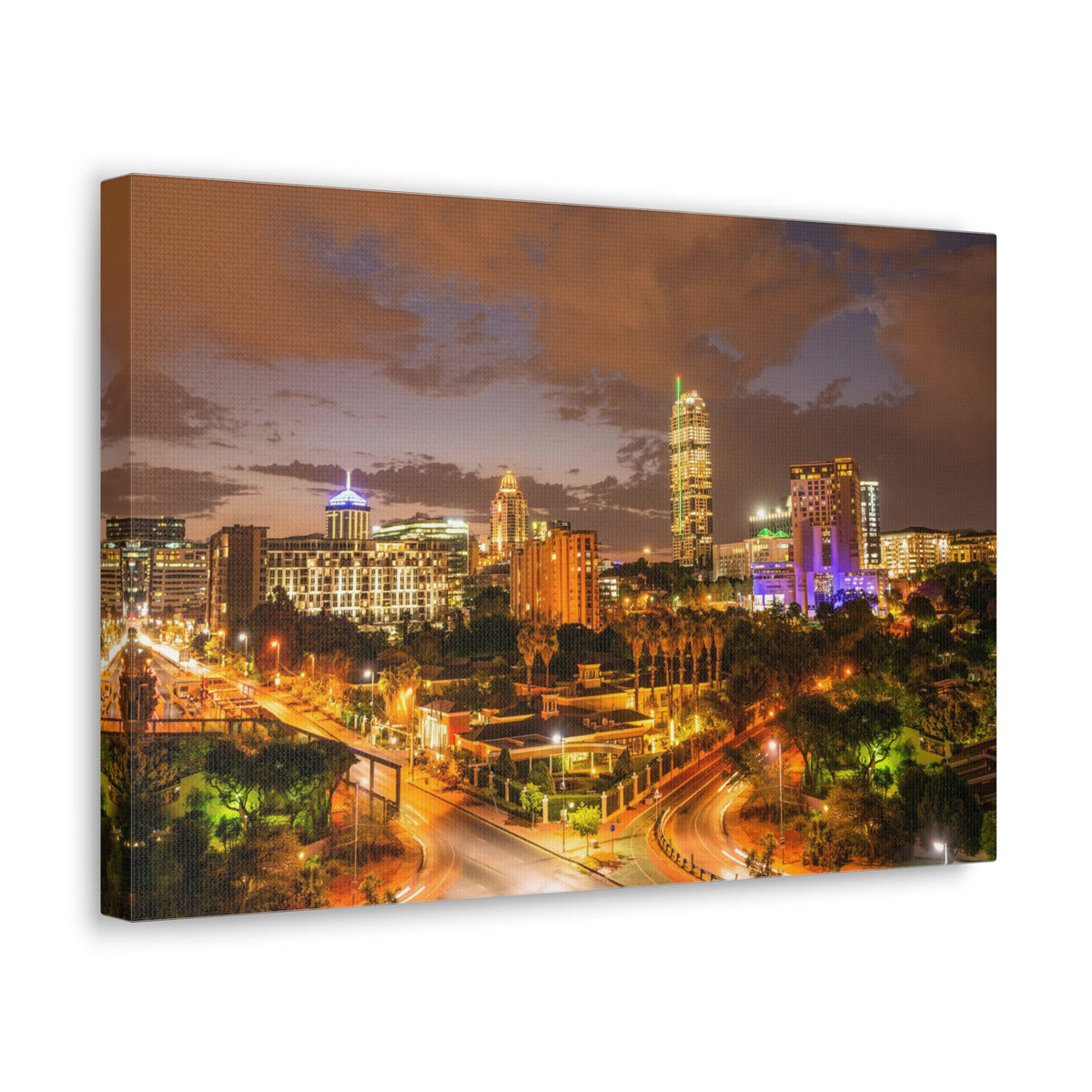 Johannesburg Night Skyline Canvas Artwork High-Quality Breathtaking Stunning Cityscape for Home Decor Ready to Hang-Express Your Love Gifts