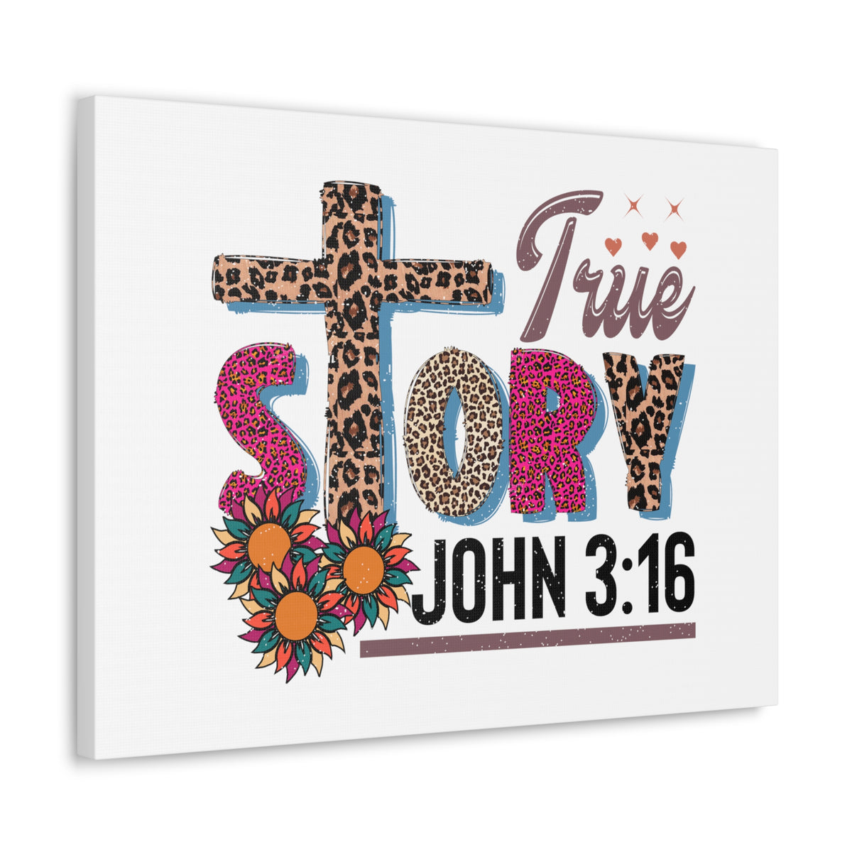 Scripture Walls John 3:16 True Story Bible Verse Canvas Christian Wall Art Ready to Hang Unframed-Express Your Love Gifts