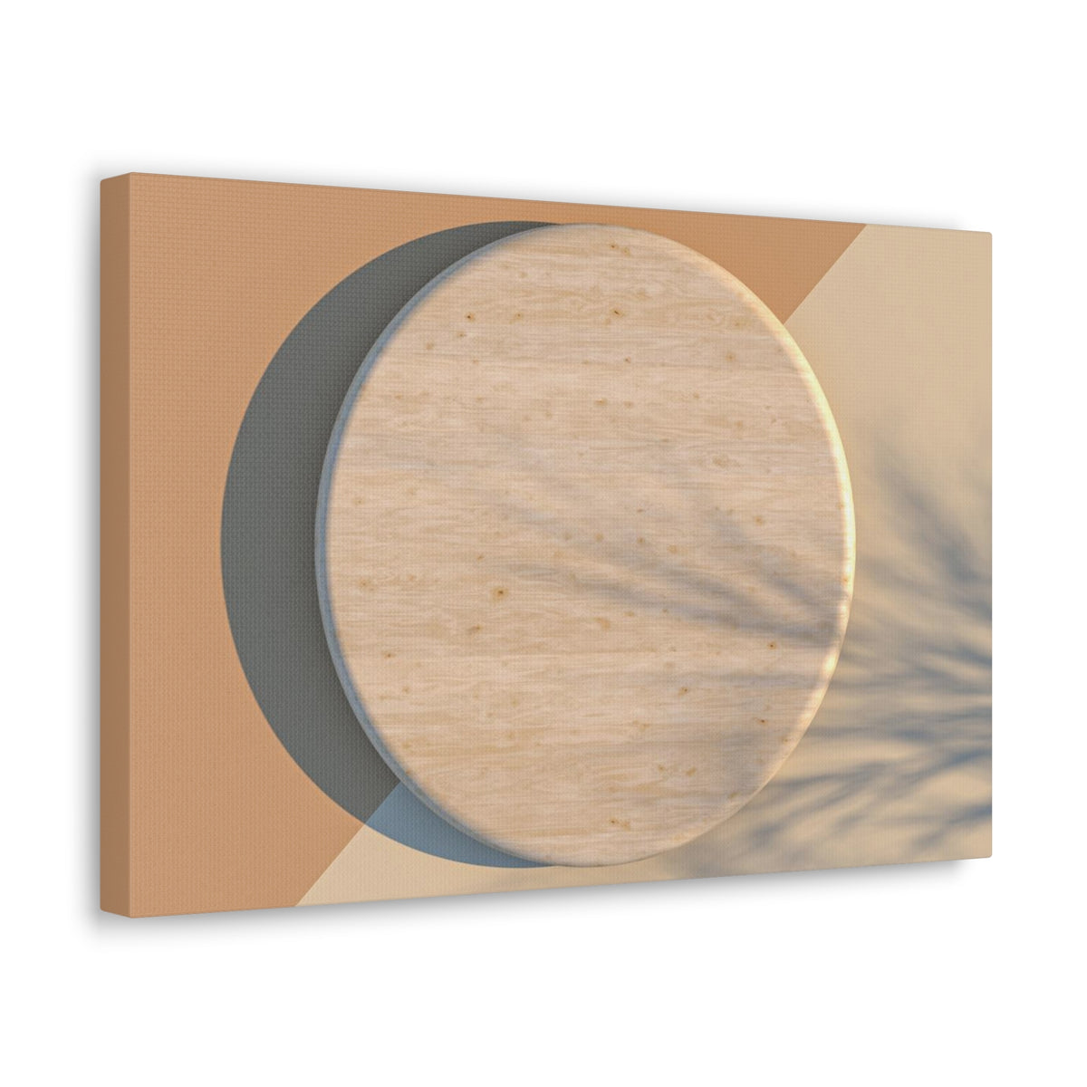 Round Wood Natural Element Canvas Wall Art for Home Decor Ready-to-Hang-Express Your Love Gifts