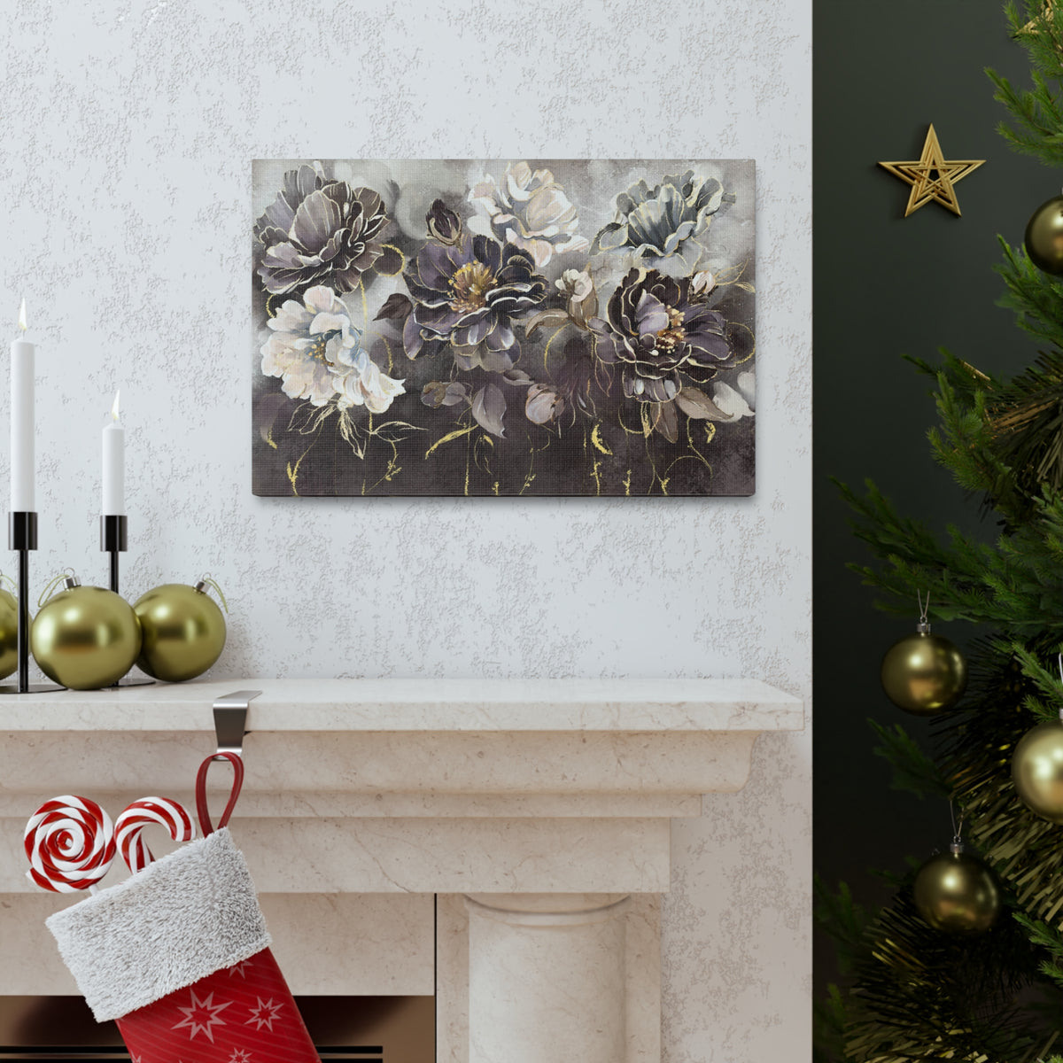 Oil Painting With Flower Rose & Leaves Flower Canvas Wall Art for Home Decor Ready-to-Hang-Express Your Love Gifts