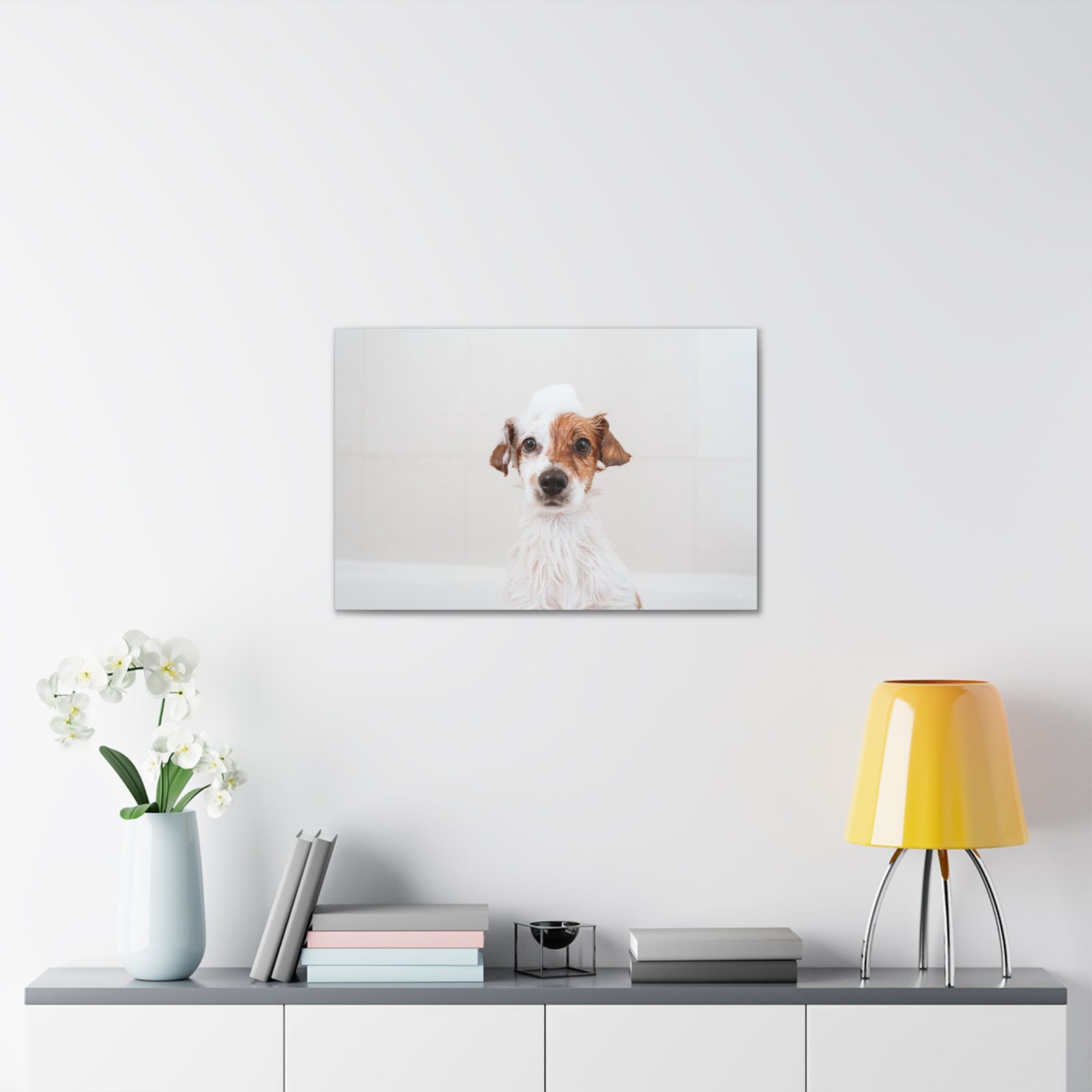 Cute Jack Russell Terrier Bathee Canvas Wall Art for Home Decor Ready-to-Hang-Express Your Love Gifts