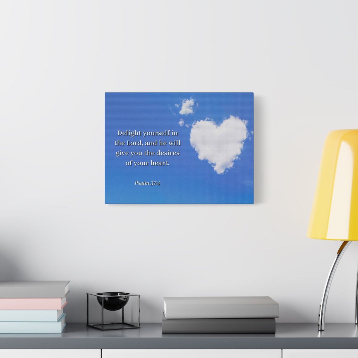 Scripture Canvas Desires Of Heart Psalms 37:4 Christian Wall Art Bible Verse Print Ready to Hang-Express Your Love Gifts