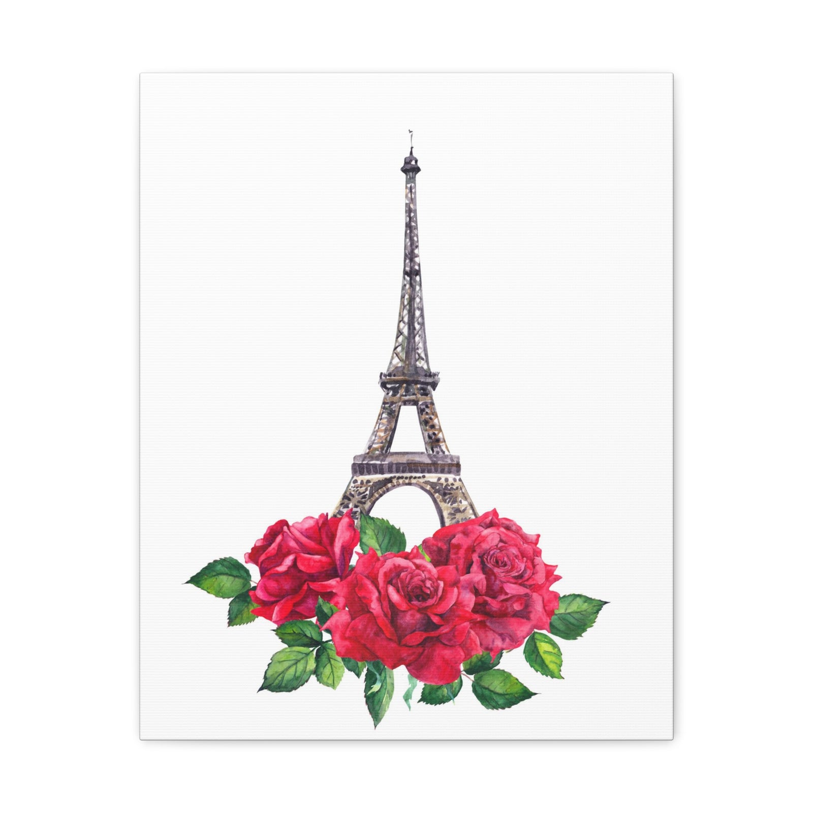 Eiffel Tower Red Rose Paris Illustration France Canvas Artwork High-Quality Breathtaking French City for Home Decor Ready to Hang-Express Your Love Gifts