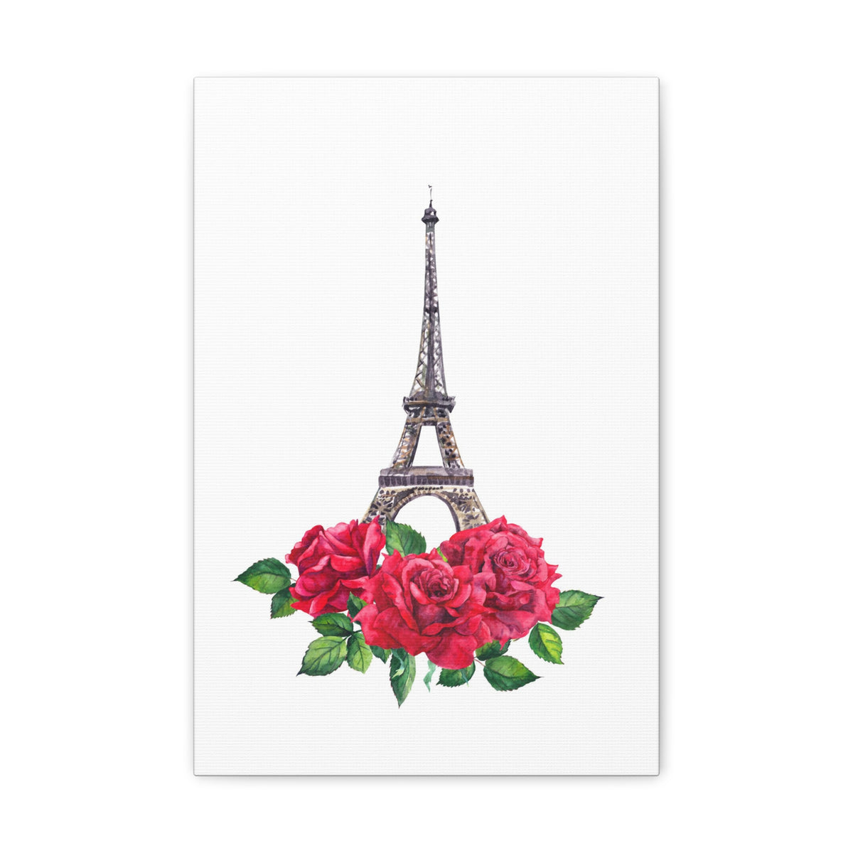 Eiffel Tower Red Rose Paris Illustration France Canvas Artwork High-Quality Breathtaking French City for Home Decor Ready to Hang-Express Your Love Gifts