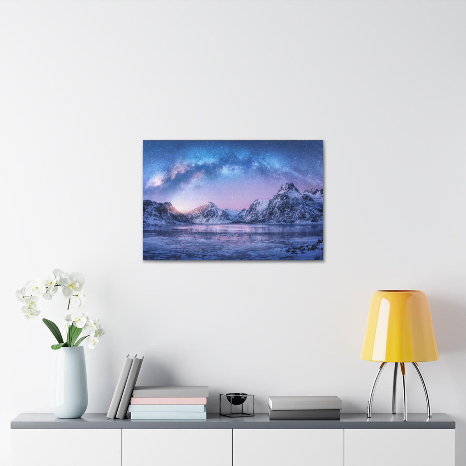Winter Snow Mountain Lake Nature Wilderness Photography Canvas Wall Art for Home Decor Ready-to-Hang-Express Your Love Gifts