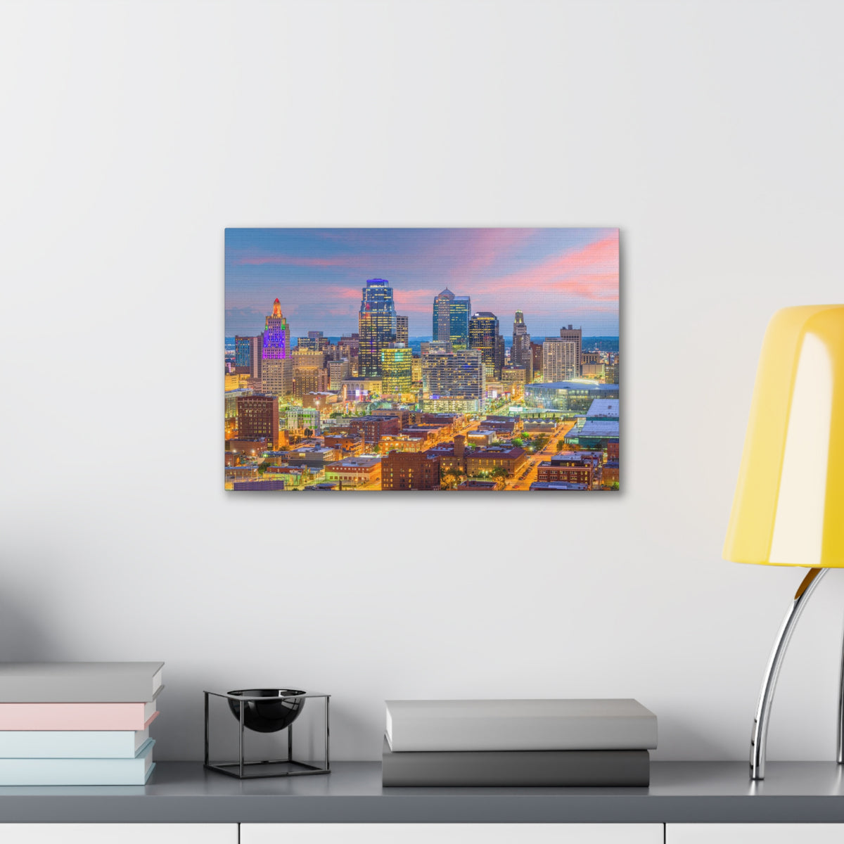Kansas City Night Skyline Canvas Artwork High-Quality Breathtaking Stunning Cityscape for Home Decor Ready to Hang-Express Your Love Gifts