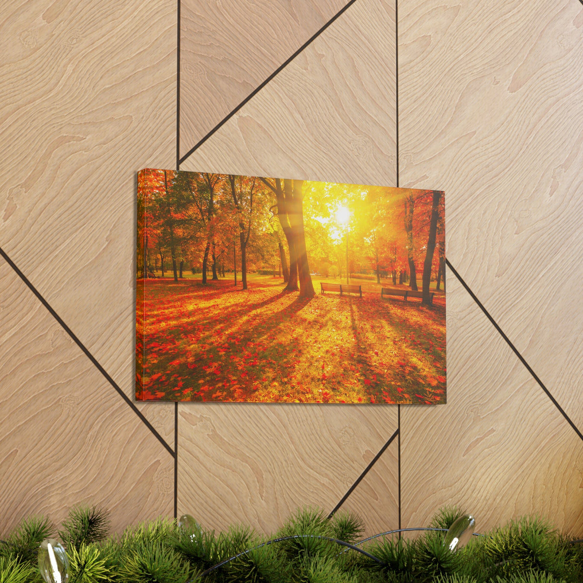 Sunrise Autumn Park Nature Wilderness Photography Canvas Wall Art for Home Decor Ready-to-Hang-Express Your Love Gifts