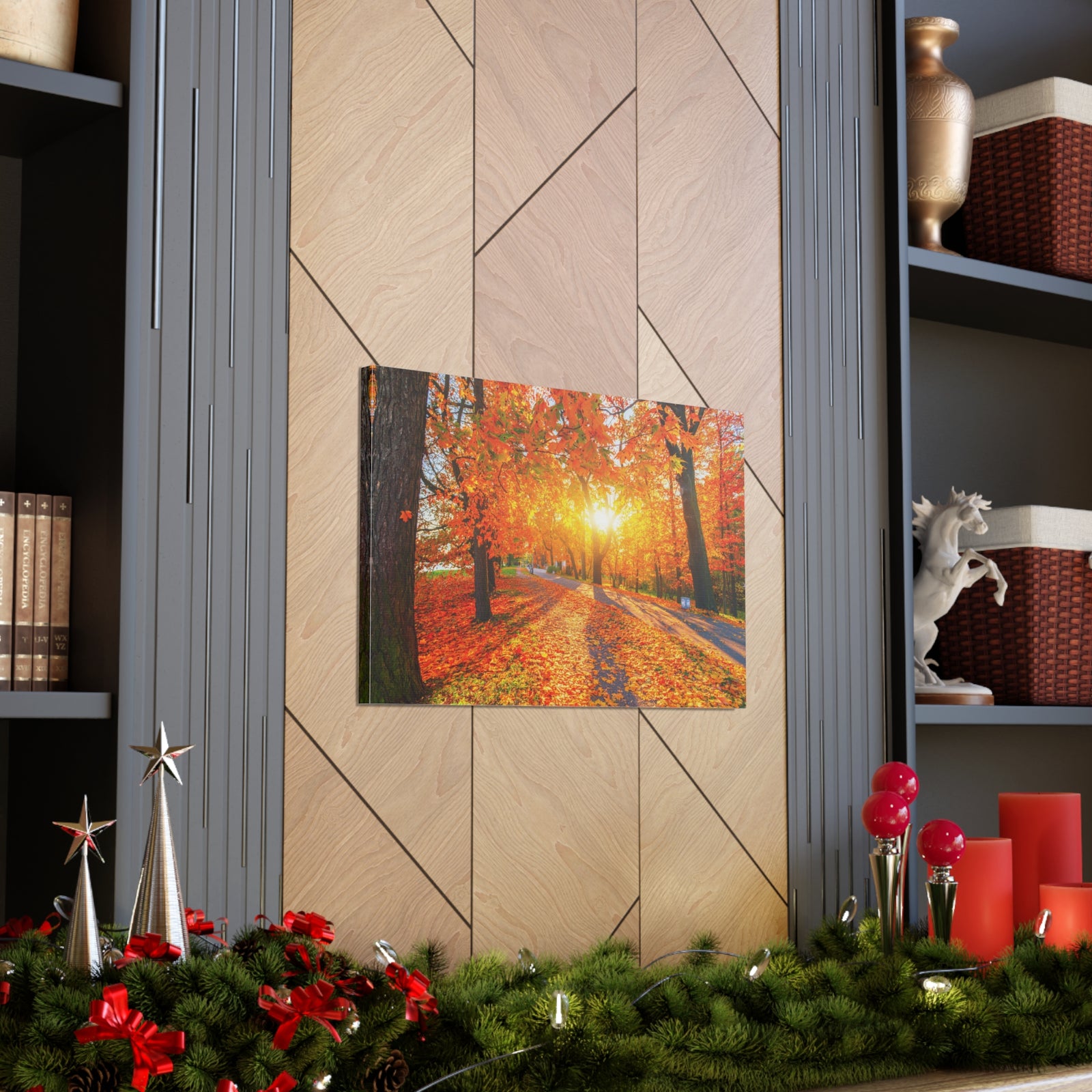 Autumn Forest Path Forest Floral Nature Photography Canvas Wall Art for Home Decor Ready-to-Hang-Express Your Love Gifts