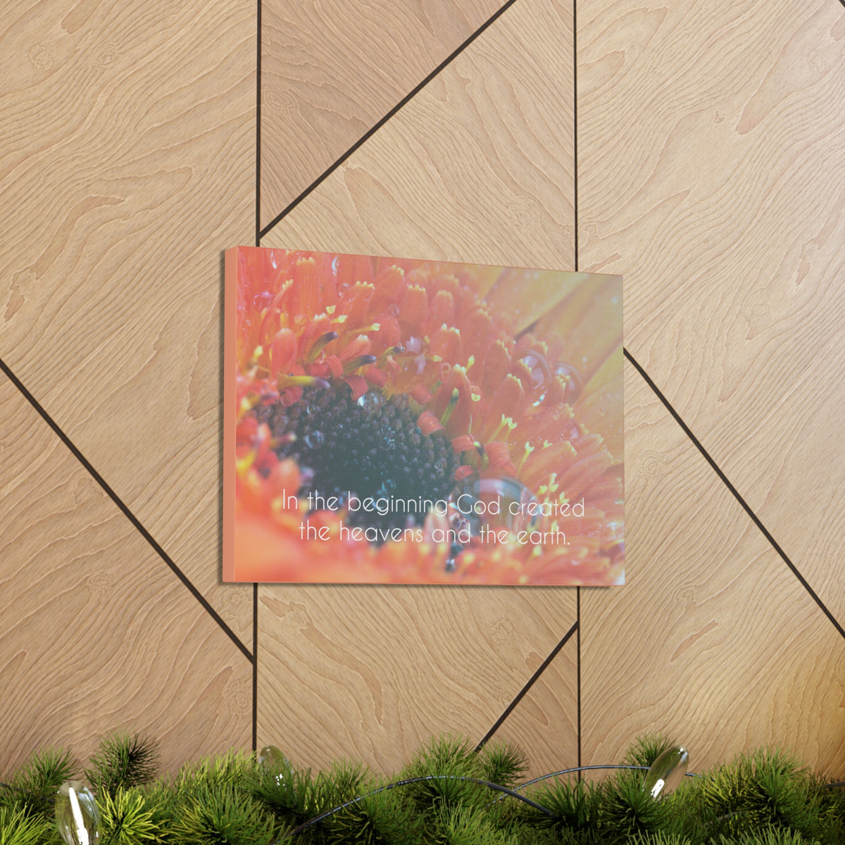 Scripture Canvas The Heavens And The Earth Genesis 1:1 Christian Wall Art Bible Verse Print Ready to Hang-Express Your Love Gifts