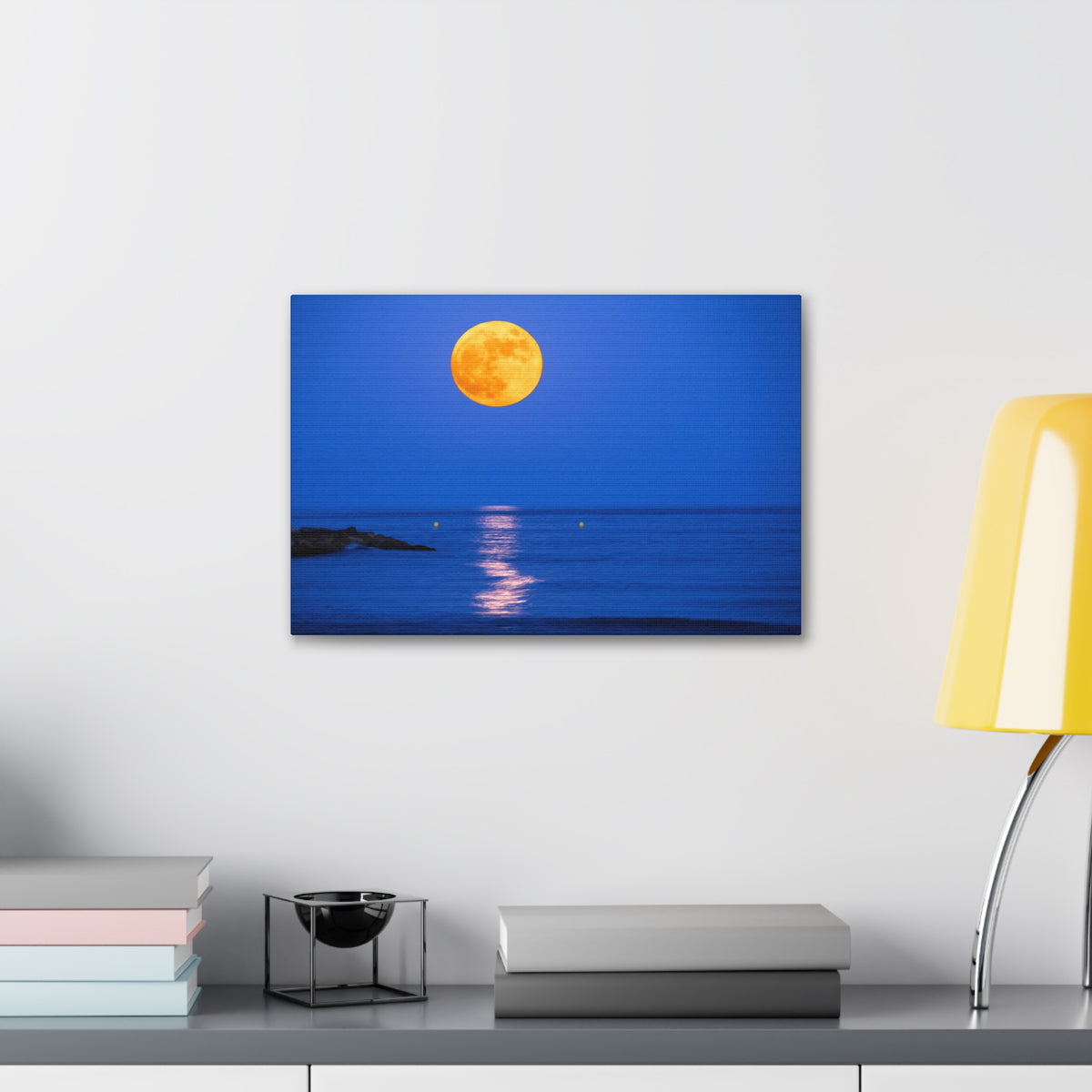 Super Moon over Seascape Sea Canvas Wall Art for Home Decor Ready-to-Hang-Express Your Love Gifts