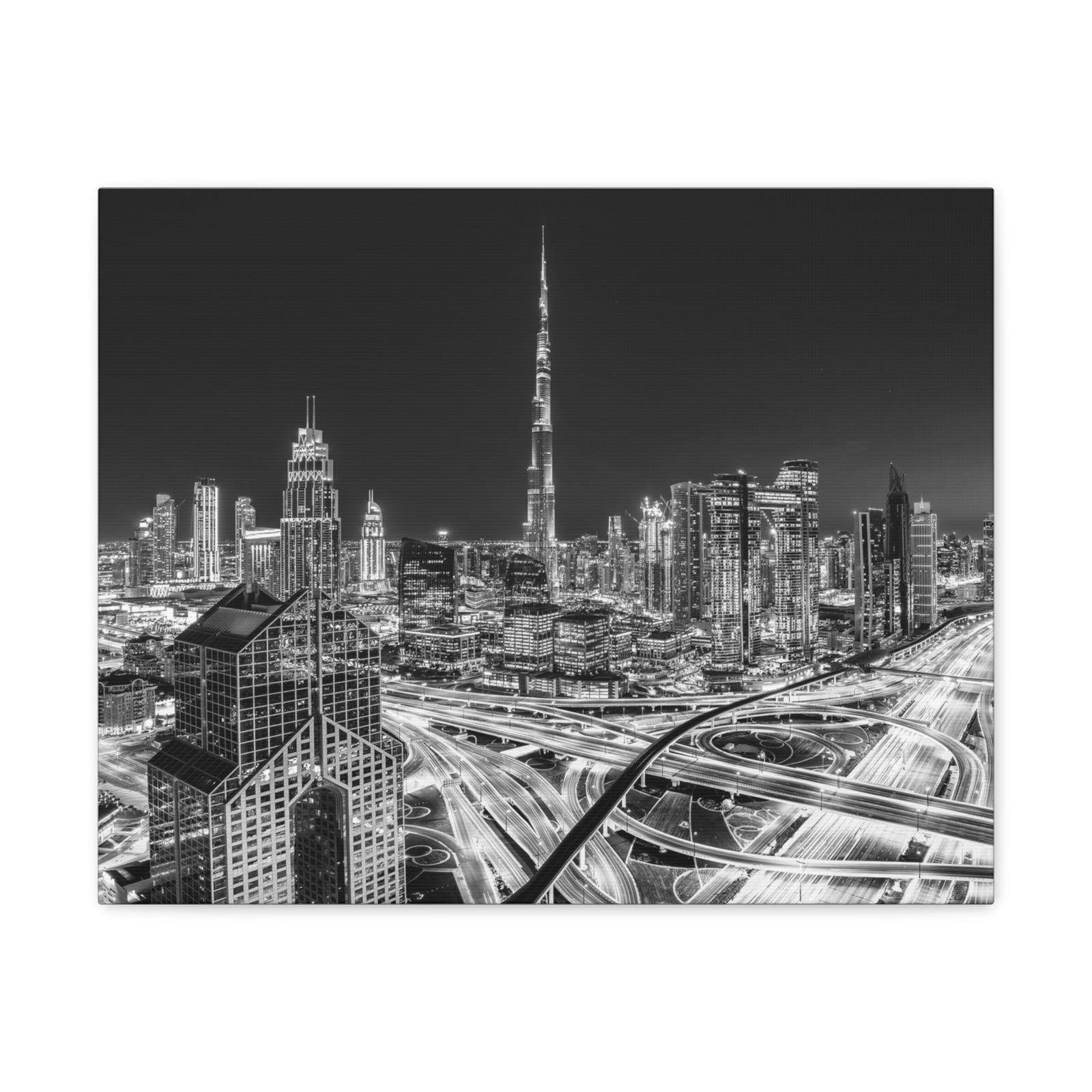 Dubai Black And White Skyline Canvas Artwork High-Quality Breathtaking Stunning Cityscape for Home Decor Ready to Hang-Express Your Love Gifts