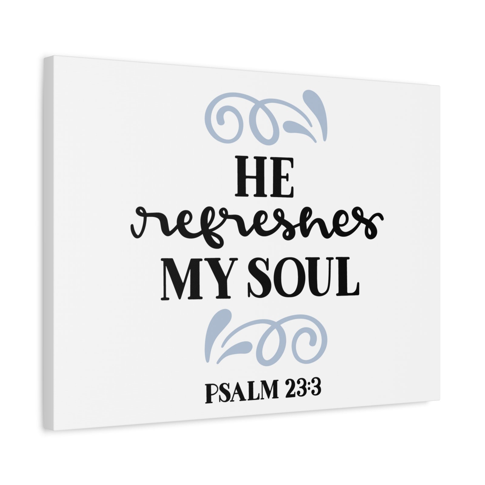 Scripture Canvas Refreshes Psalm 23:3 Christian Wall Art Bible Verse Print Ready to Hang-Express Your Love Gifts