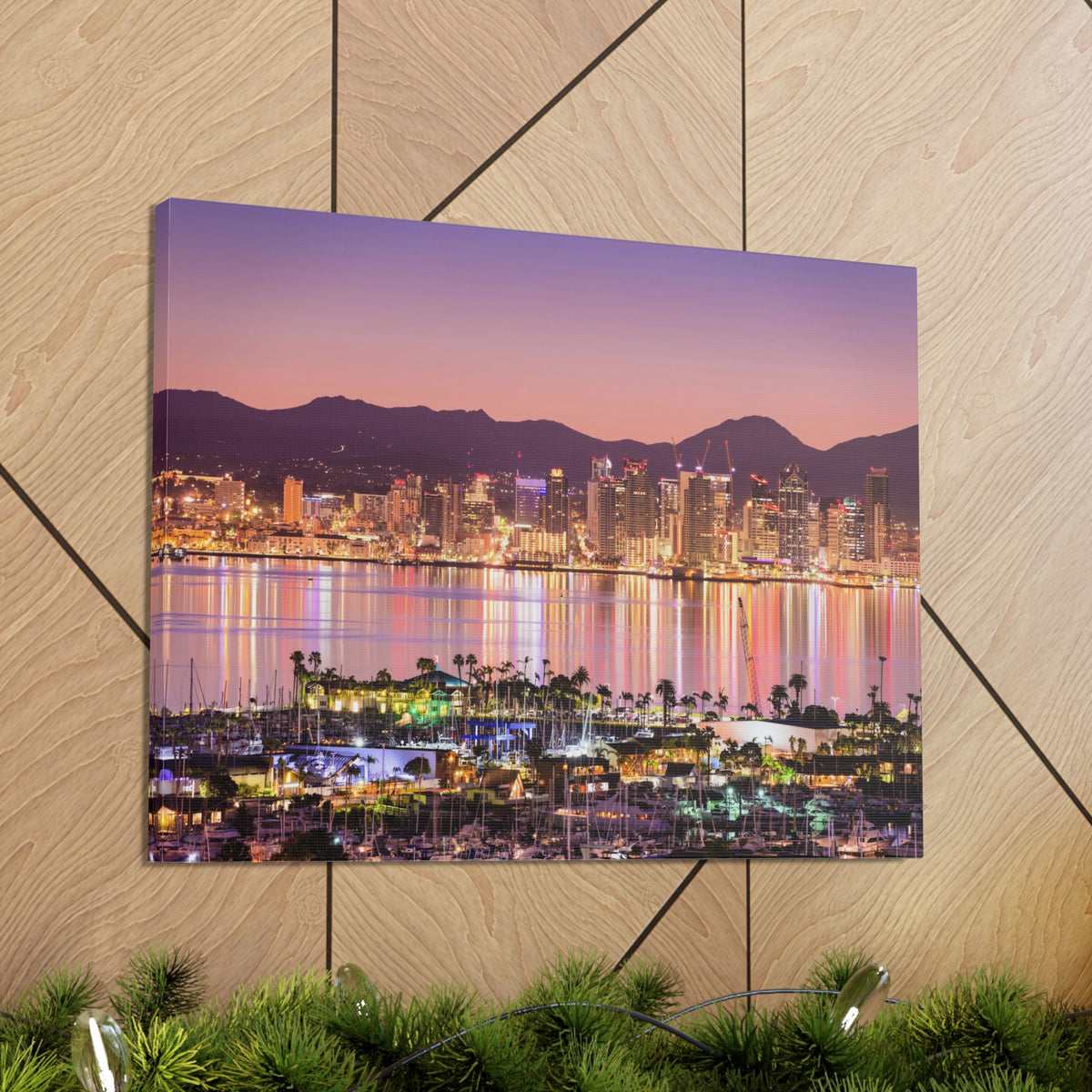 San Diego Night Skyline Canvas Artwork High-Quality Breathtaking Stunning Cityscape for Home Decor Ready to Hang-Express Your Love Gifts