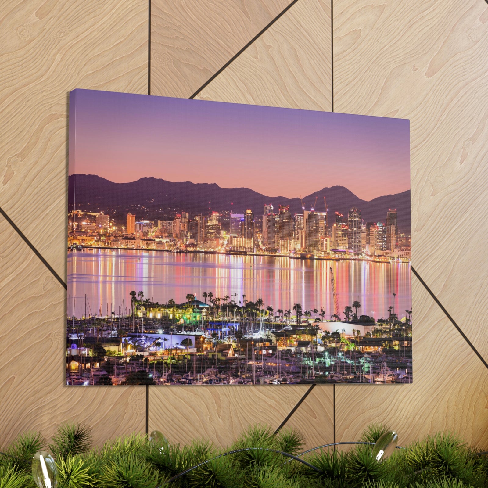 San Diego Night Skyline Canvas Artwork High-Quality Breathtaking Stunning Cityscape for Home Decor Ready to Hang-Express Your Love Gifts