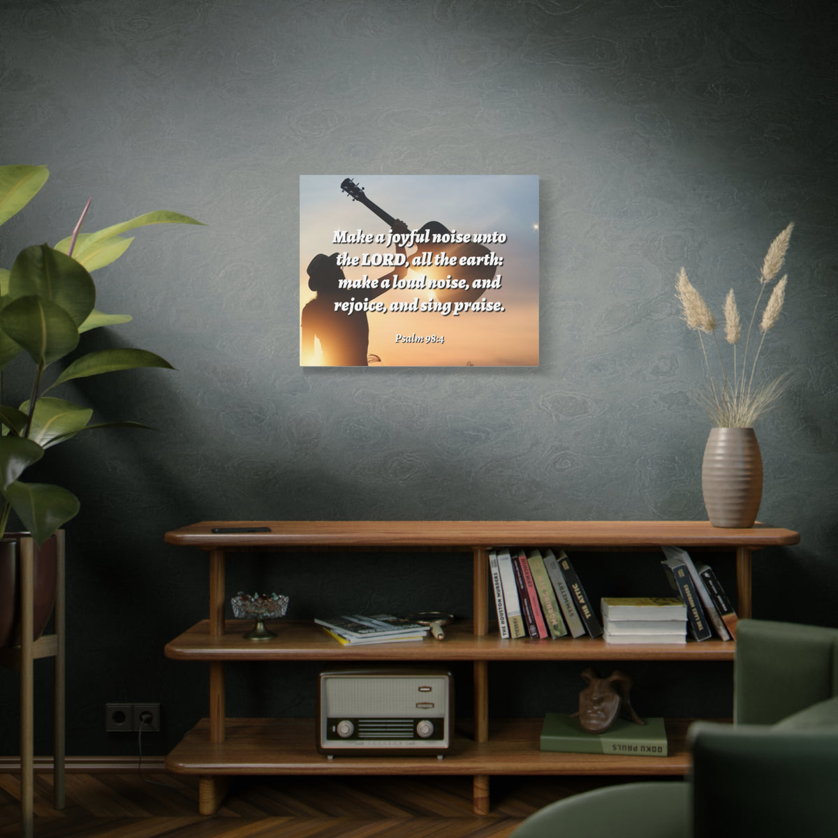 Scripture Canvas Sing Praise Psalm 98:4 Christian Wall Art Bible Verse Print Ready to Hang-Express Your Love Gifts