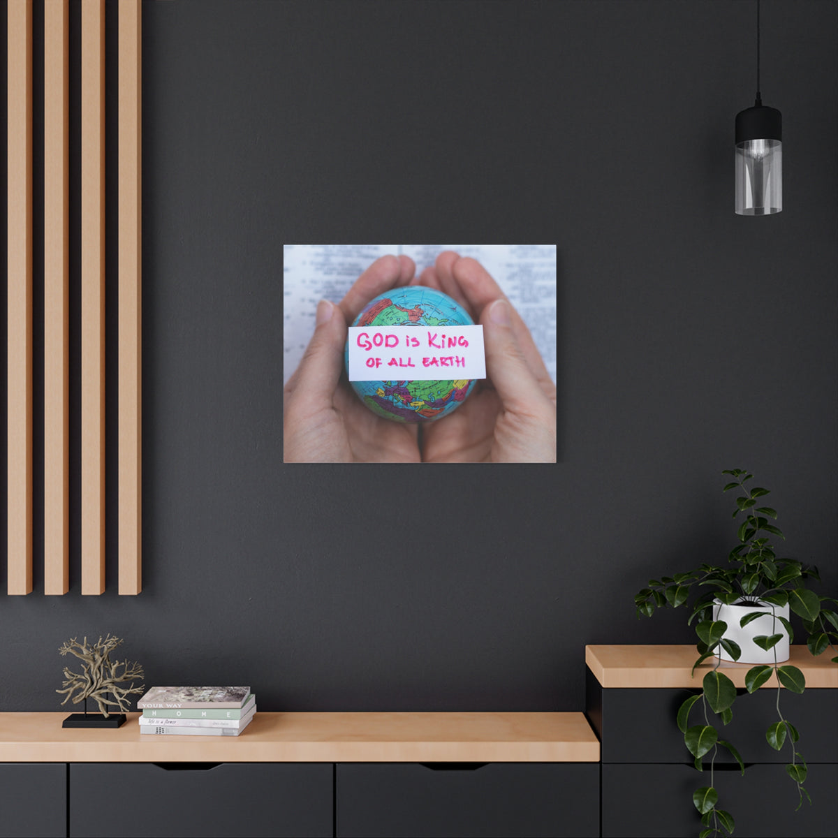 Scripture Canvas King Of All Earth Psalm 29:10 Christian Wall Art Bible Verse Print Ready to Hang-Express Your Love Gifts