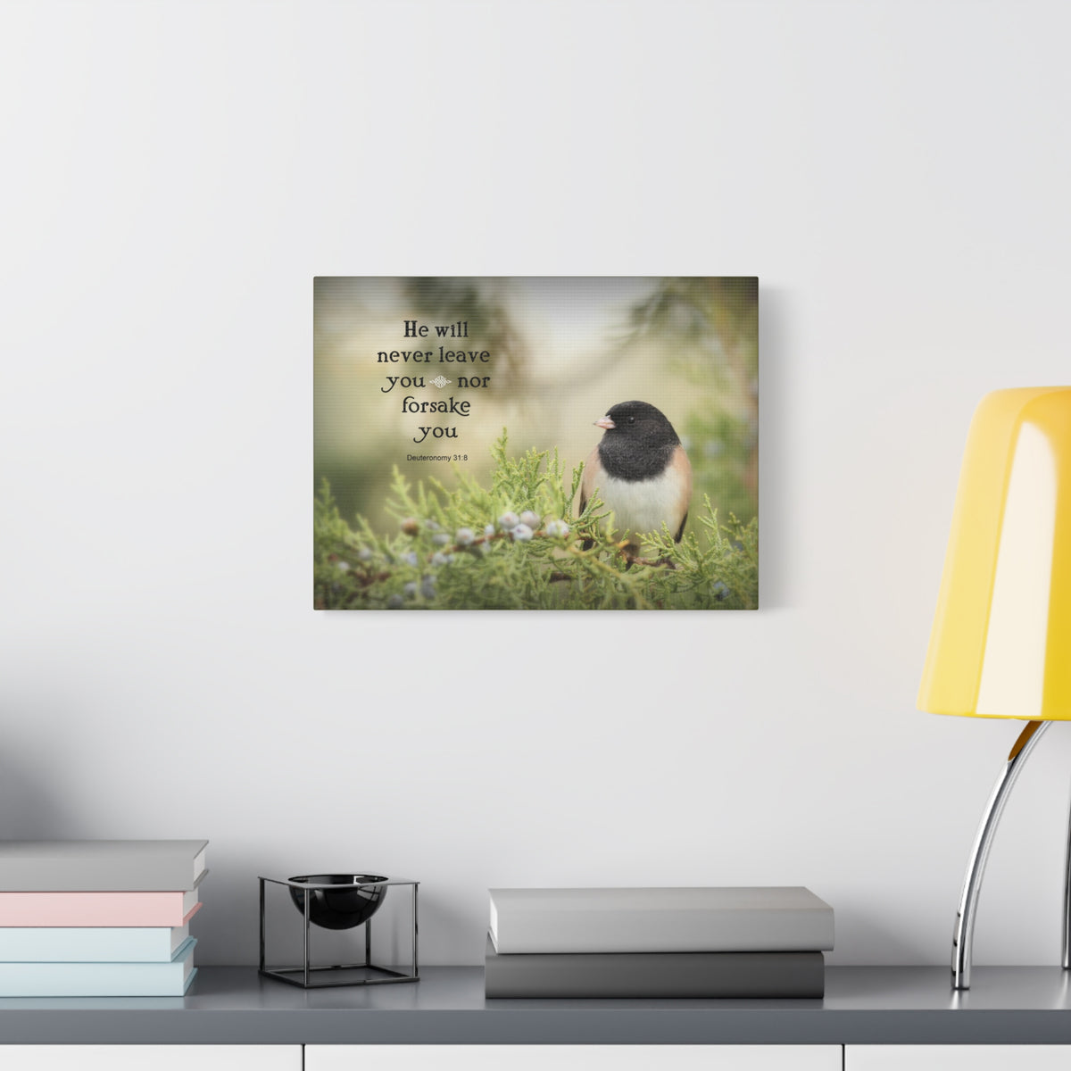 Scripture Canvas Never Forsake Deuteronomy 31:8 Christian Wall Art Bible Verse Print Ready to Hang-Express Your Love Gifts