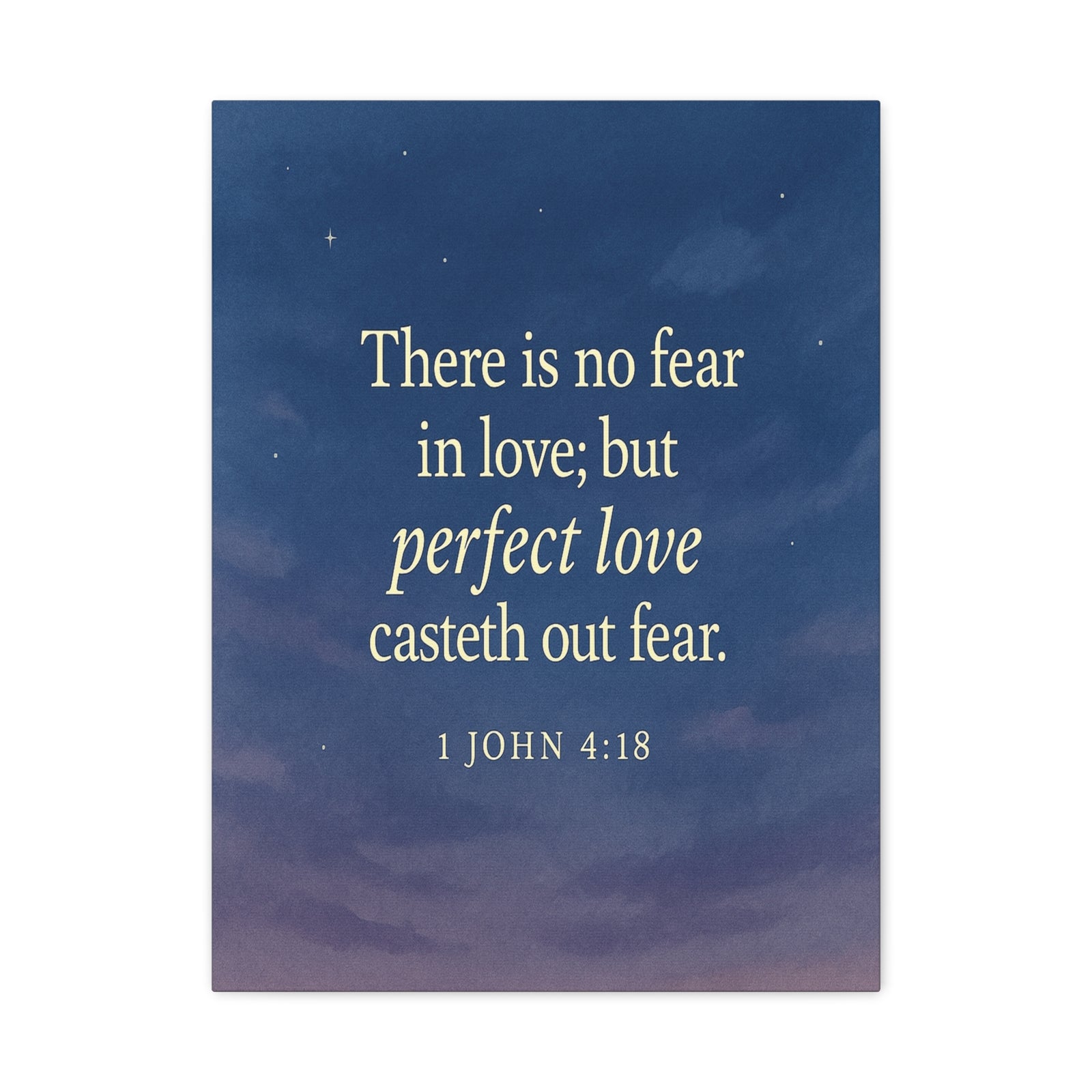 Bible Verse Canvas 1 John 4:18 Christian Home Décor Wall Art Scripture Ready to Hang Faith Print-Express Your Love Gifts