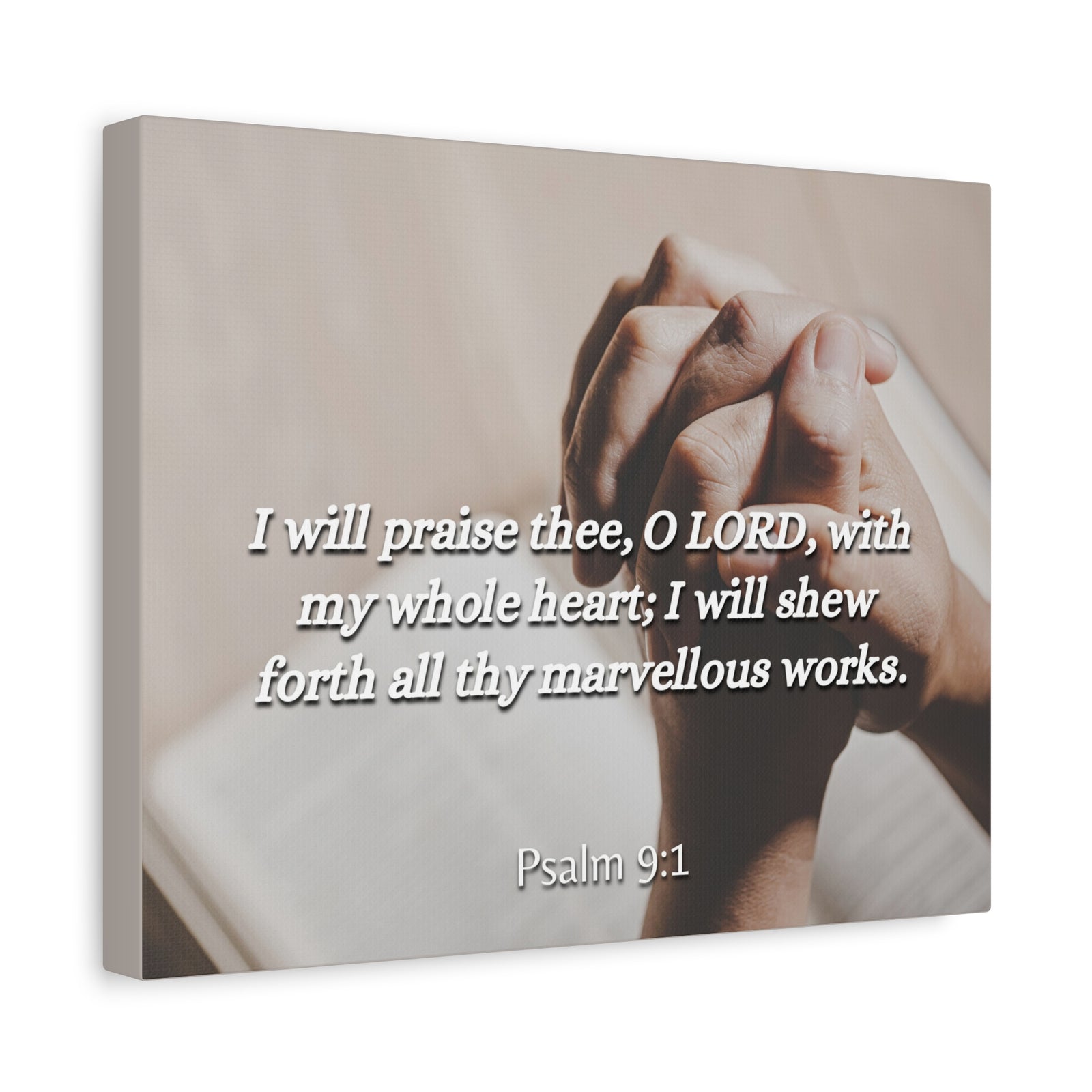 Scripture Canvas Marvelous Works Psalms 9:1 Christian Wall Art Bible Verse Print Ready to Hang-Express Your Love Gifts