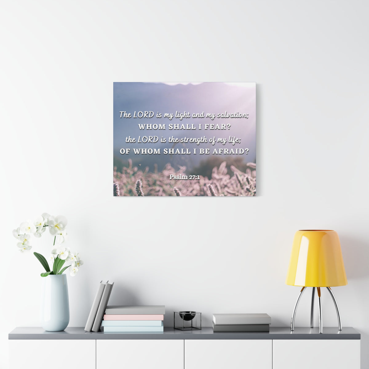 Scripture Canvas Light And Salvation Psalm 27:1 Christian Wall Art Bible Verse Print Ready to Hang-Express Your Love Gifts