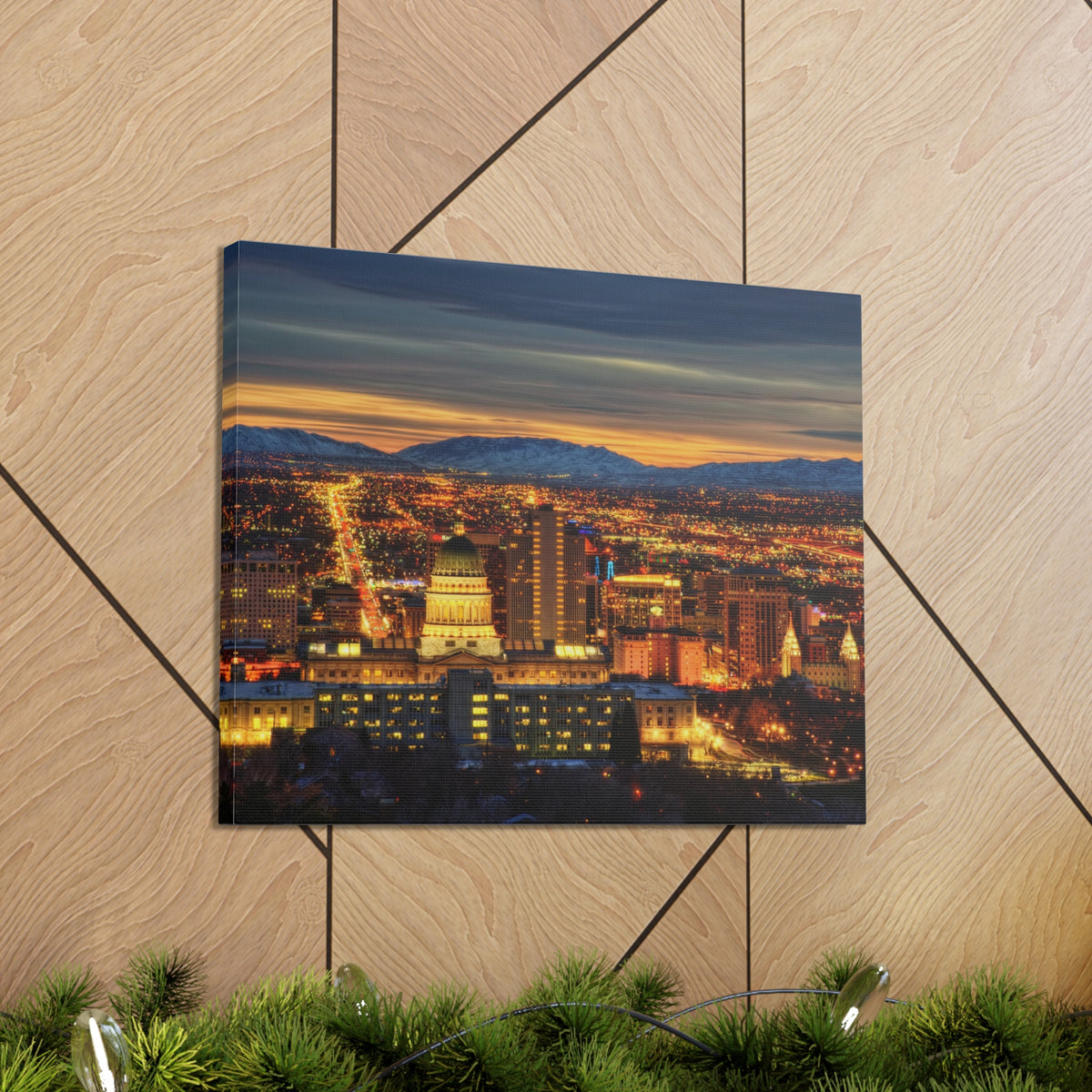 Salt Lake City Night Skyline Canvas Artwork High-Quality Breathtaking Stunning Cityscape for Home Decor Ready to Hang-Express Your Love Gifts