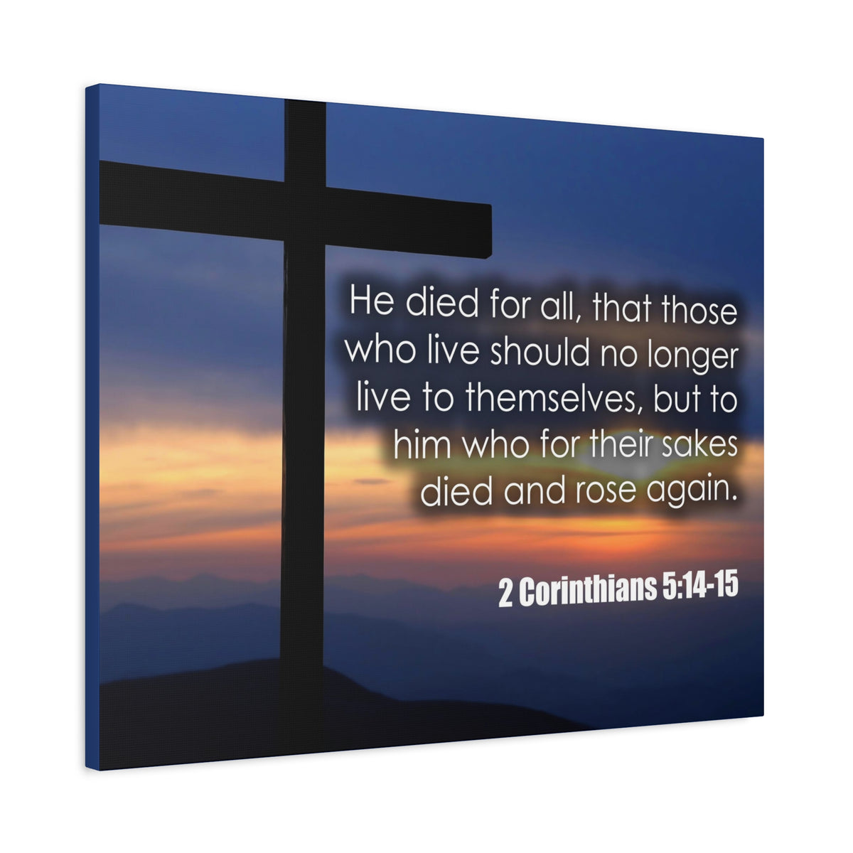 Bible Verse Canvas He Died For All 2 Corinthians 5:14-15 Christian Home Décor Wall Art Scripture Ready to Hang Faith Print-Express Your Love Gifts