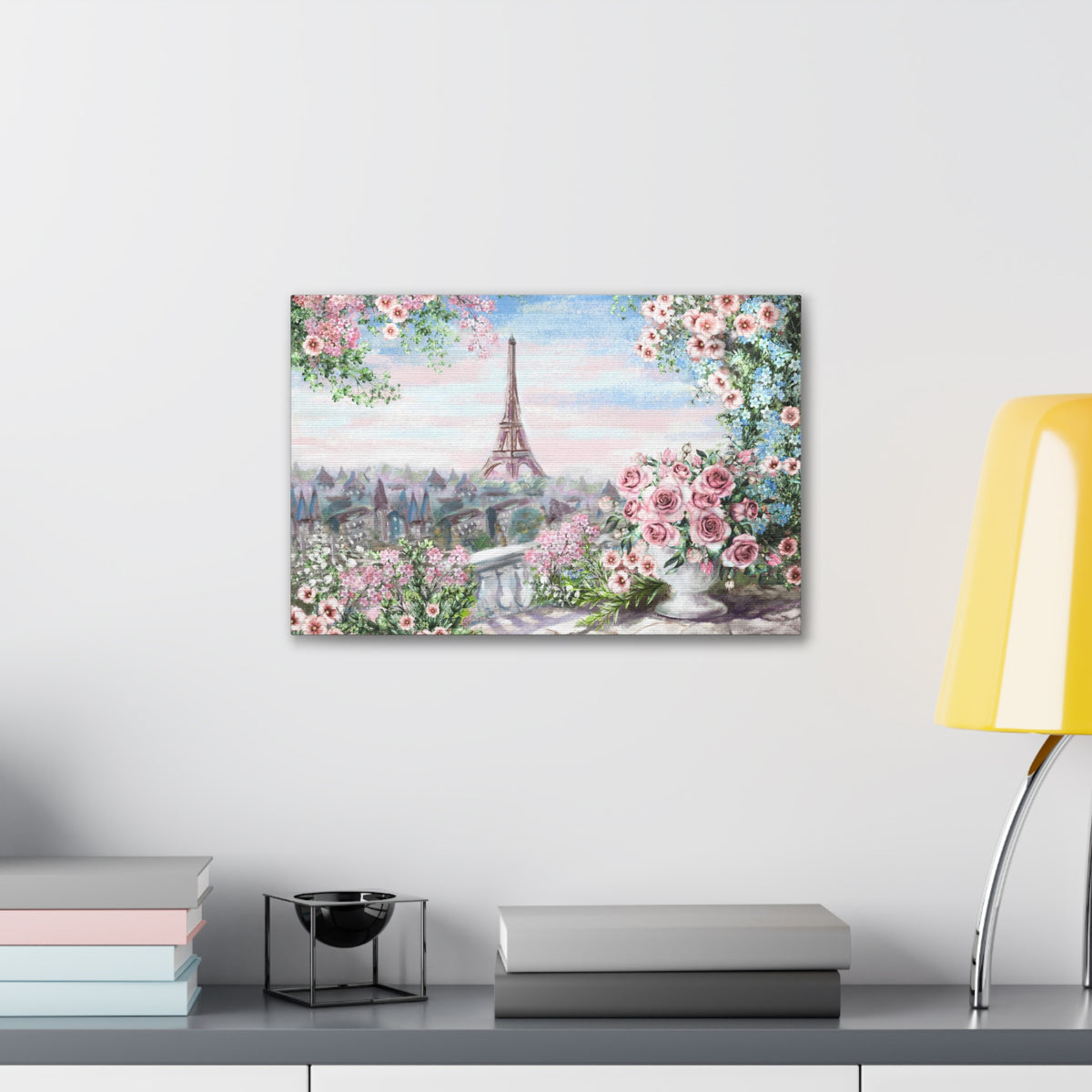 Paris Roses Pink Eiffel Tower France Canvas Artwork High-Quality Breathtaking French City for Home Decor Ready to Hang-Express Your Love Gifts