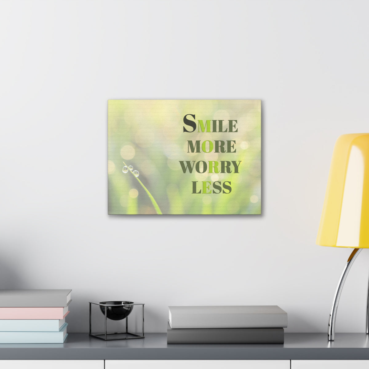 Inspirational Quote Canvas Smile More Worry Less Wall Art Motivational Motto Inspiring Prints Artwork Decor Ready to Hang-Express Your Love Gifts