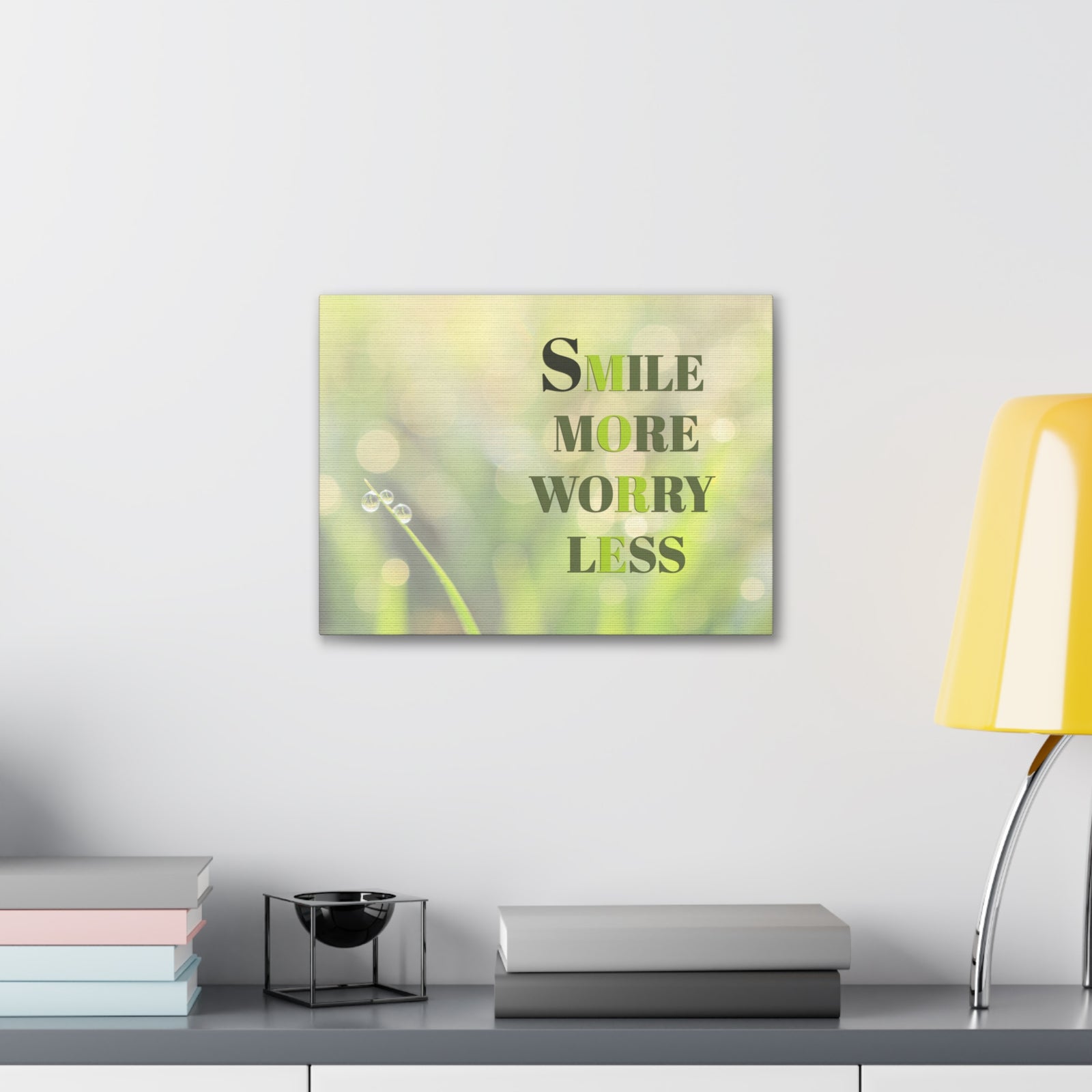 Inspirational Quote Canvas Smile More Worry Less Wall Art Motivational Motto Inspiring Prints Artwork Decor Ready to Hang-Express Your Love Gifts