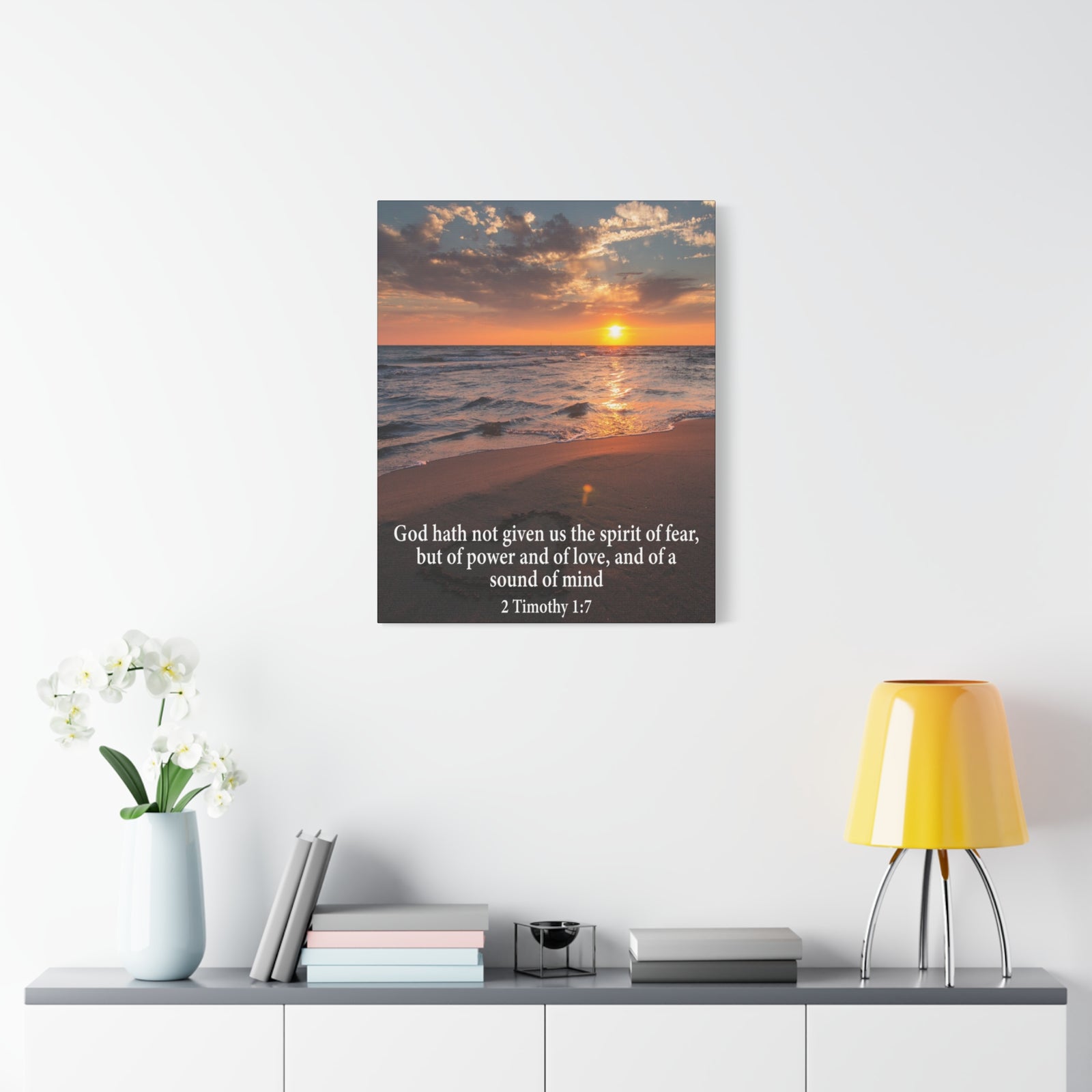 Scripture Canvas No Fear 2 Timothy 1:7 Christian Wall Art Bible Verse Print Ready to Hang-Express Your Love Gifts