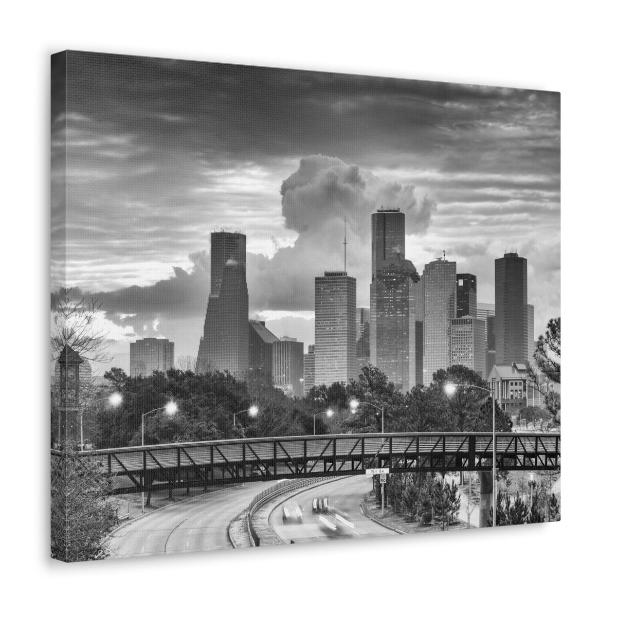 Houston Black And White Skyline Canvas Artwork High-Quality Breathtaking Stunning Cityscape for Home Decor Ready to Hang-Express Your Love Gifts