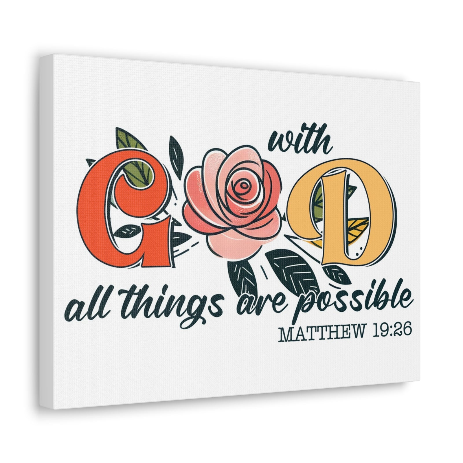 Scripture Walls Matthew 19:26 All Things are Possible Bible Verse Canvas Christian Wall Art Ready to Hang Unframed-Express Your Love Gifts